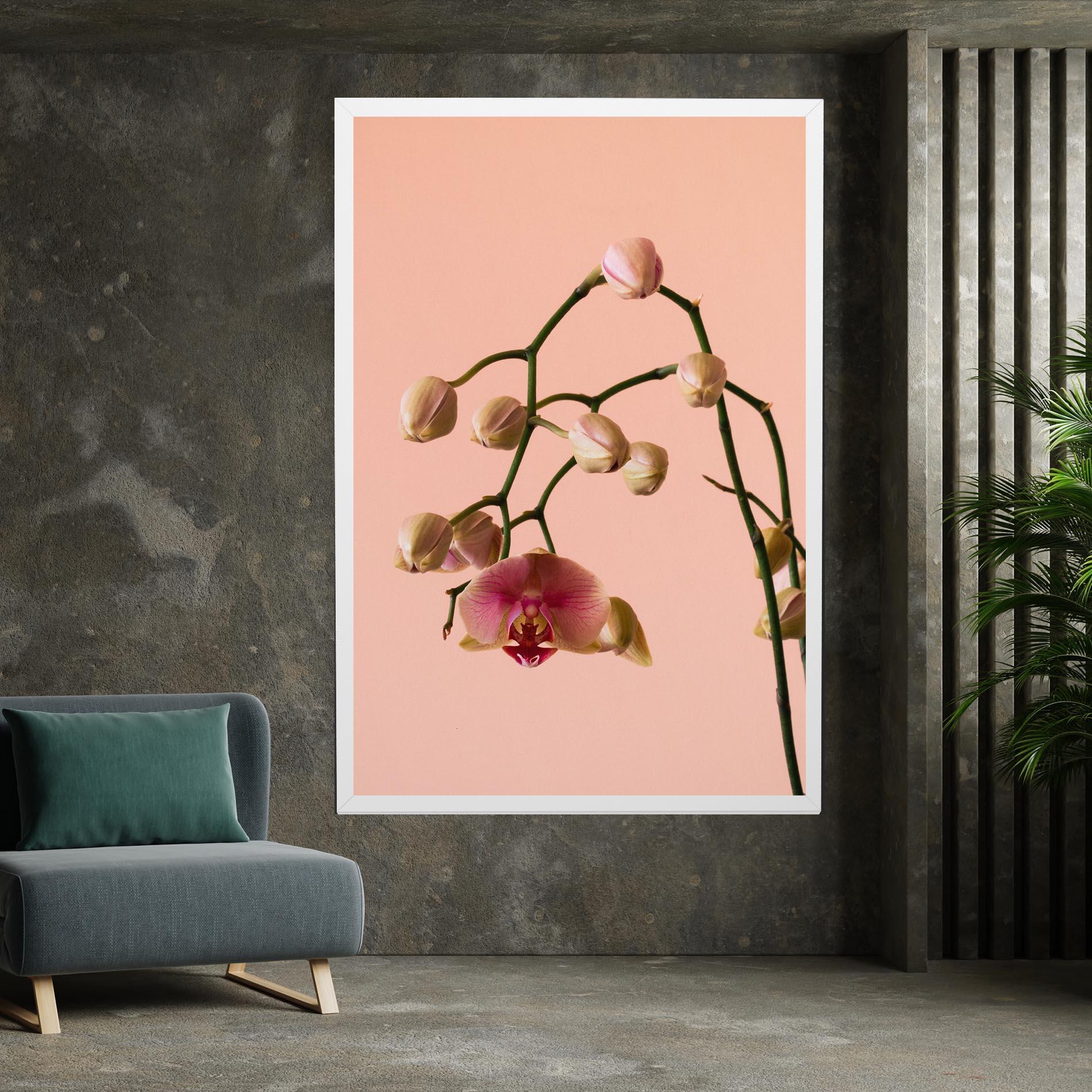 Leinwandbild Orchids On Pink mockup 7