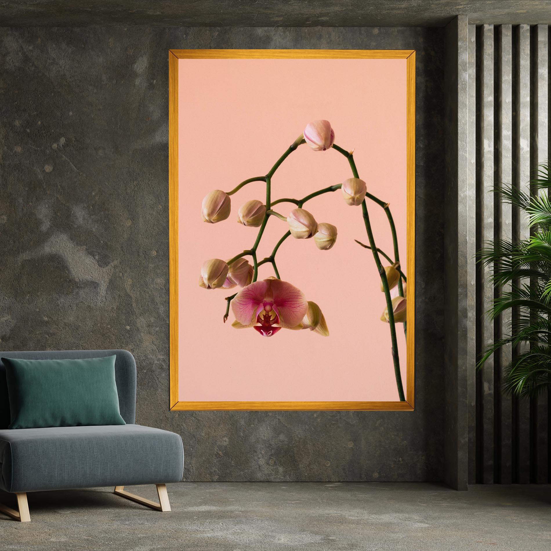 Leinwandbild Orchids On Pink mockup 7