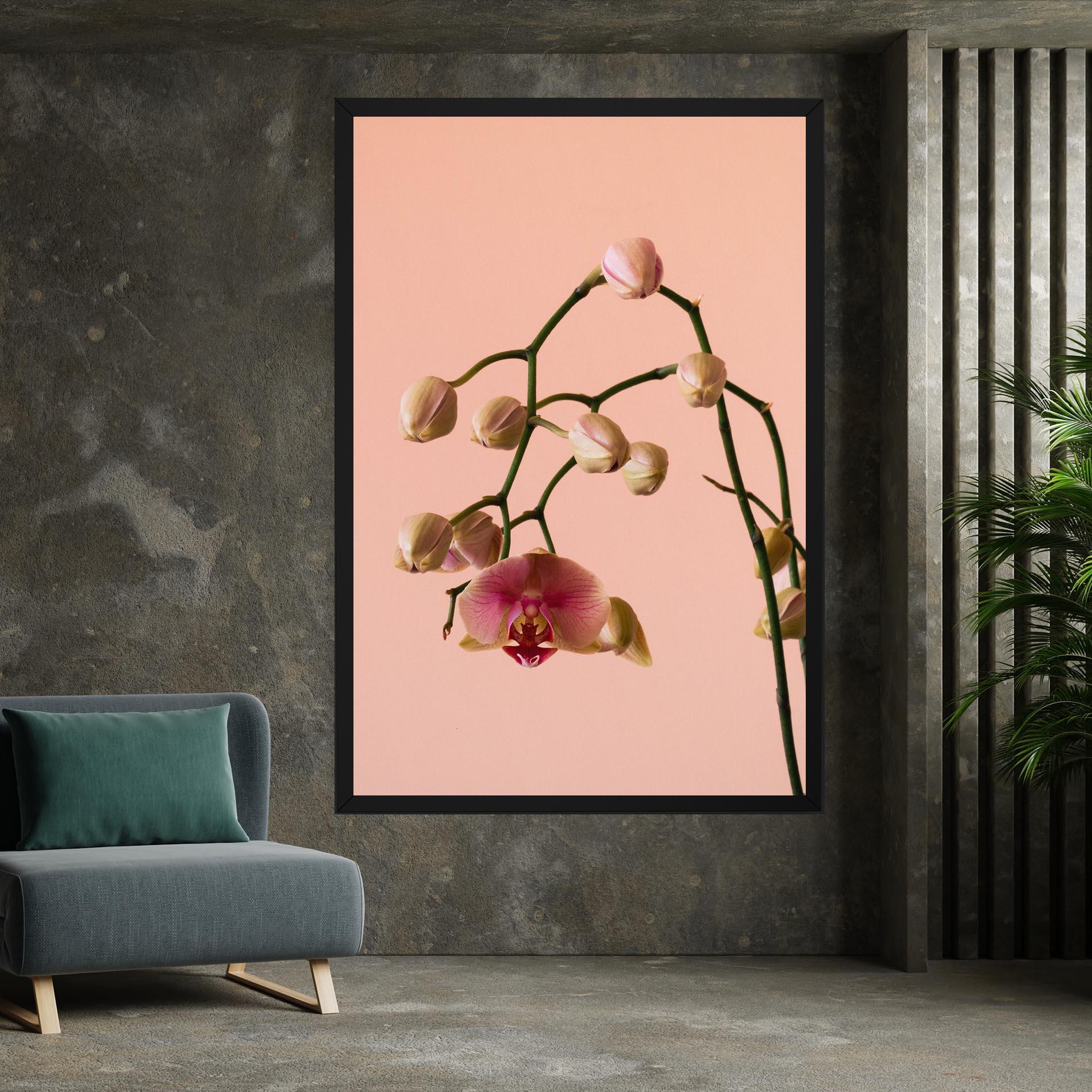 Leinwandbild Orchids On Pink mockup 7