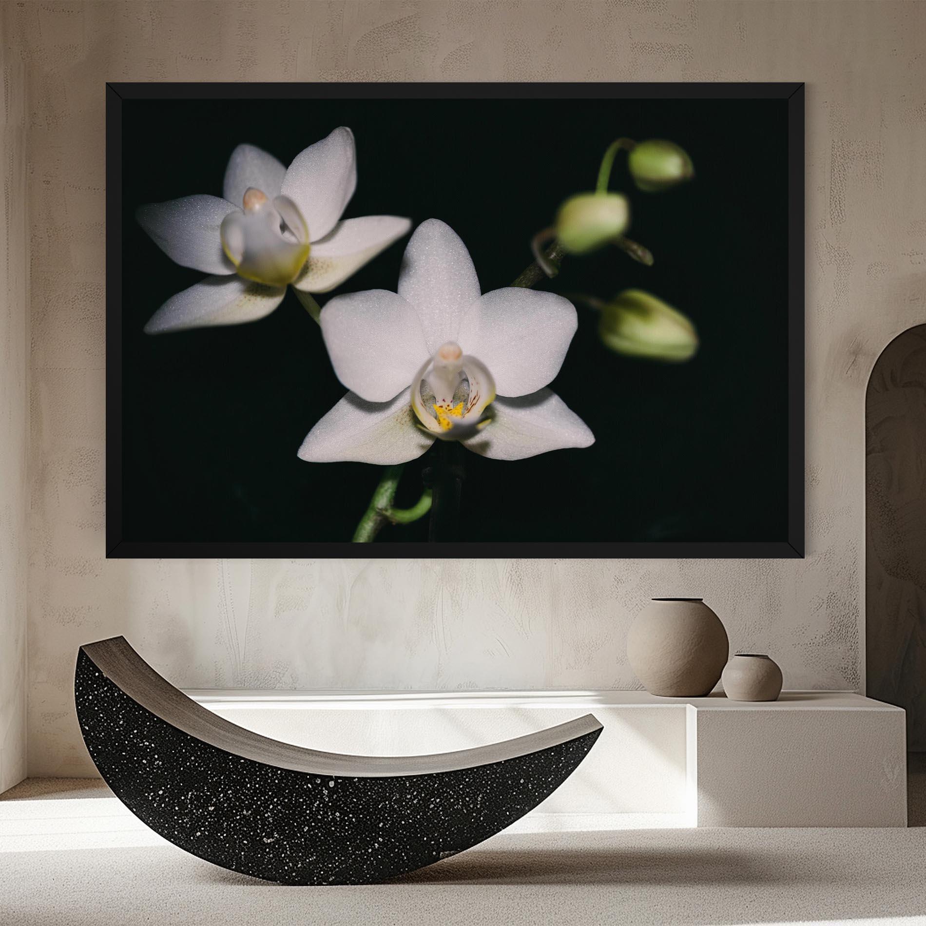Leinwandbild Orchids On Black mockup 8