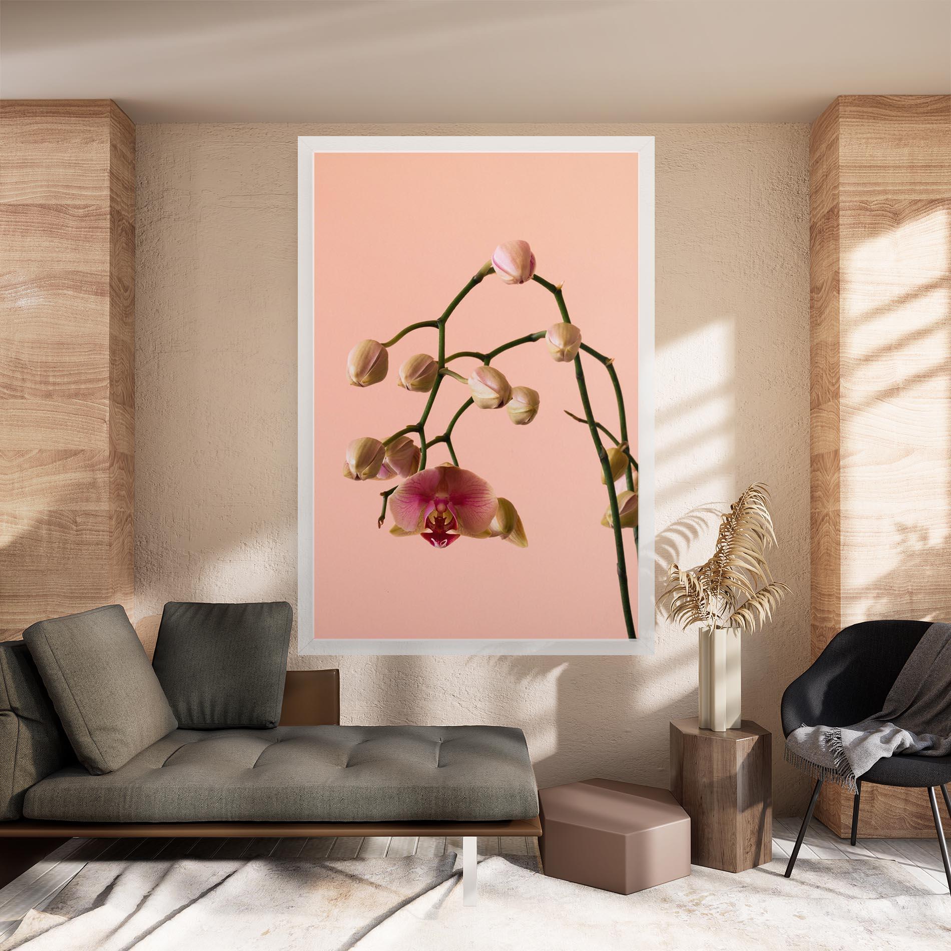 Leinwandbild Orchids On Pink mockup 8