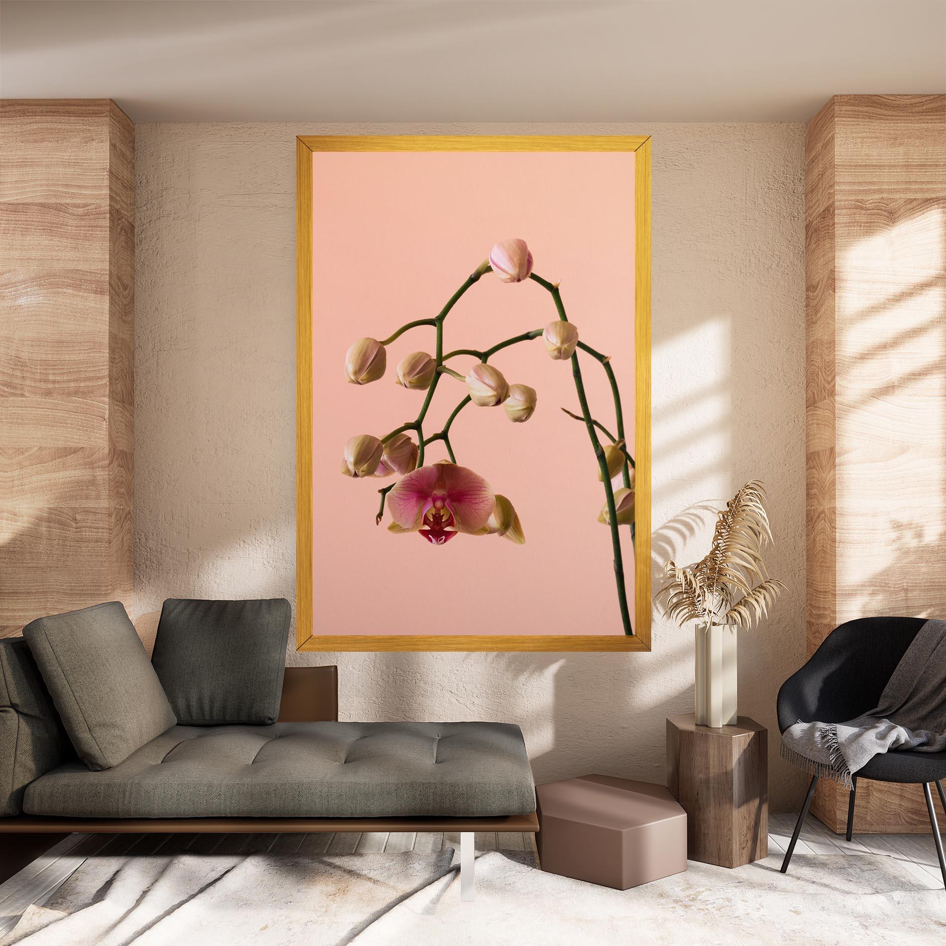 Leinwandbild Orchids On Pink mockup 8