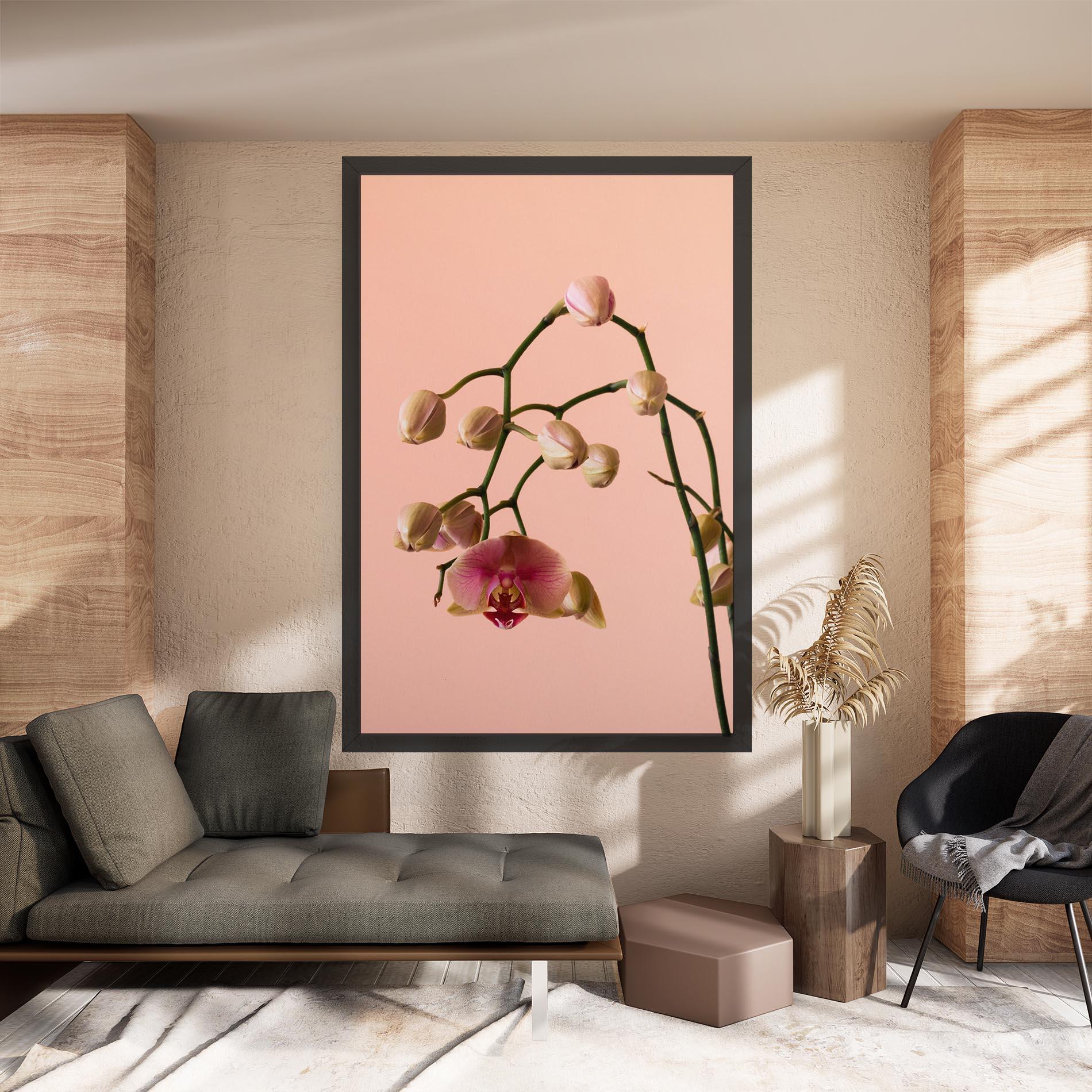 Leinwandbild Orchids On Pink mockup 8