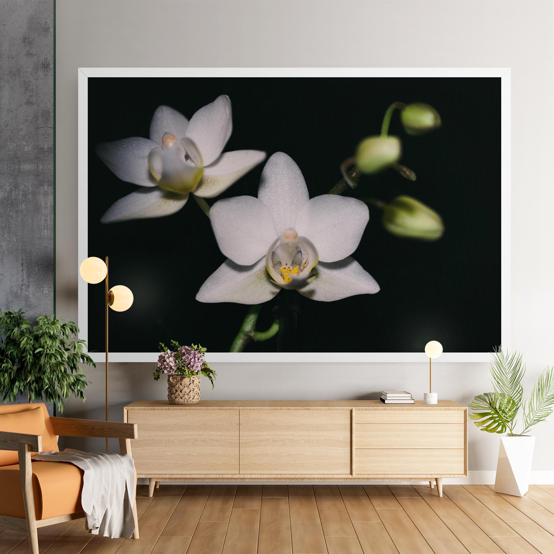 Leinwandbild Orchids On Black mockup 9