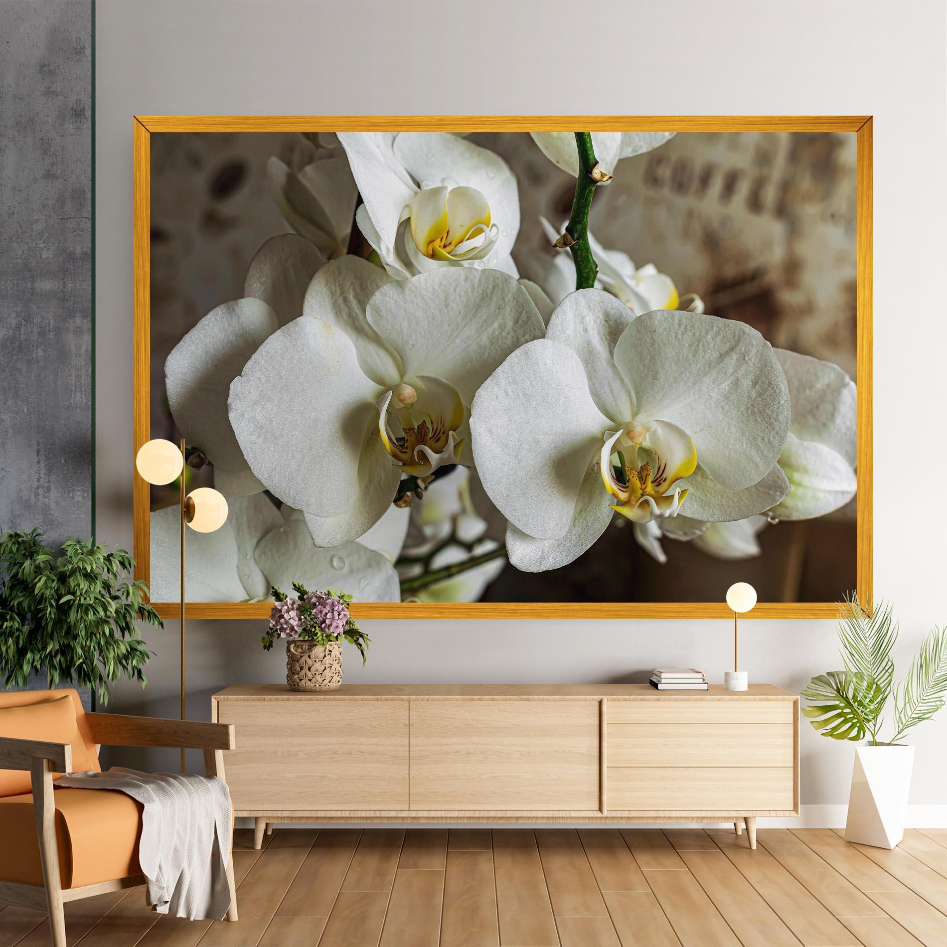 Leinwandbild Beautiful White Orchids mockup 9