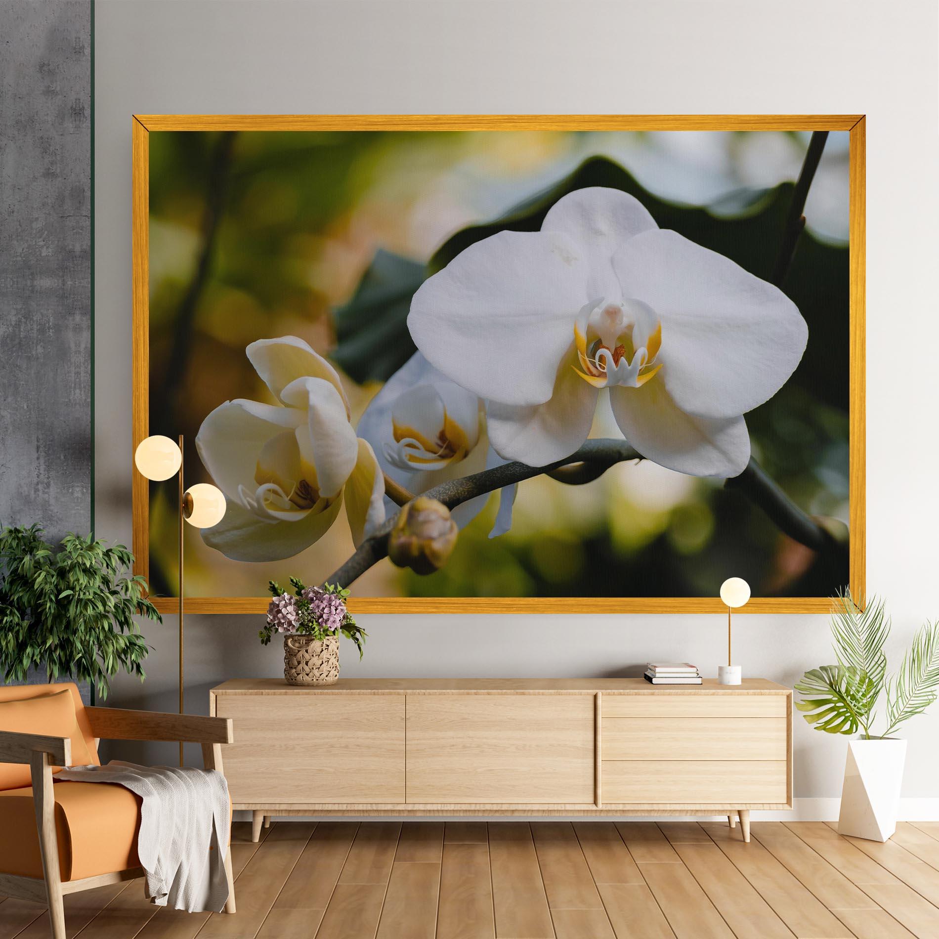 Leinwandbild Cream Orchid In Nature mockup 9