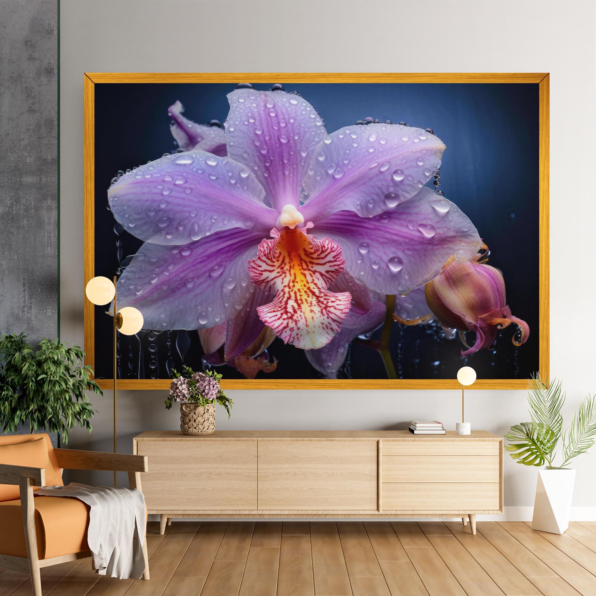 Leinwandbild Orchid In Rain mockup 9