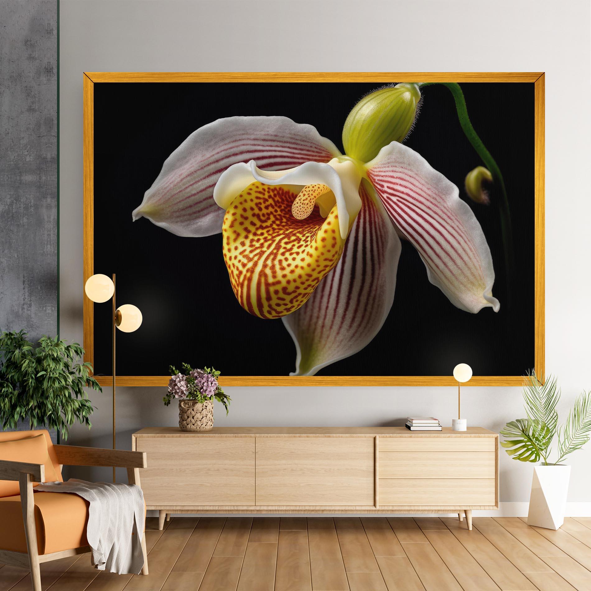 Leinwandbild Orchid On Black mockup 9