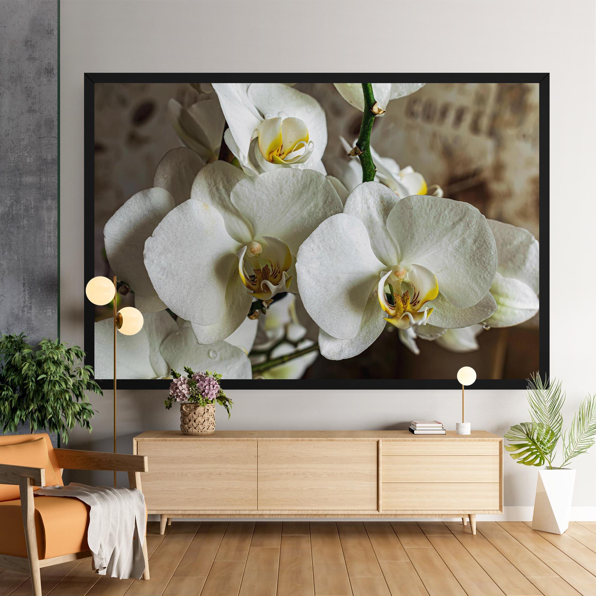 Leinwandbild Beautiful White Orchids mockup 9