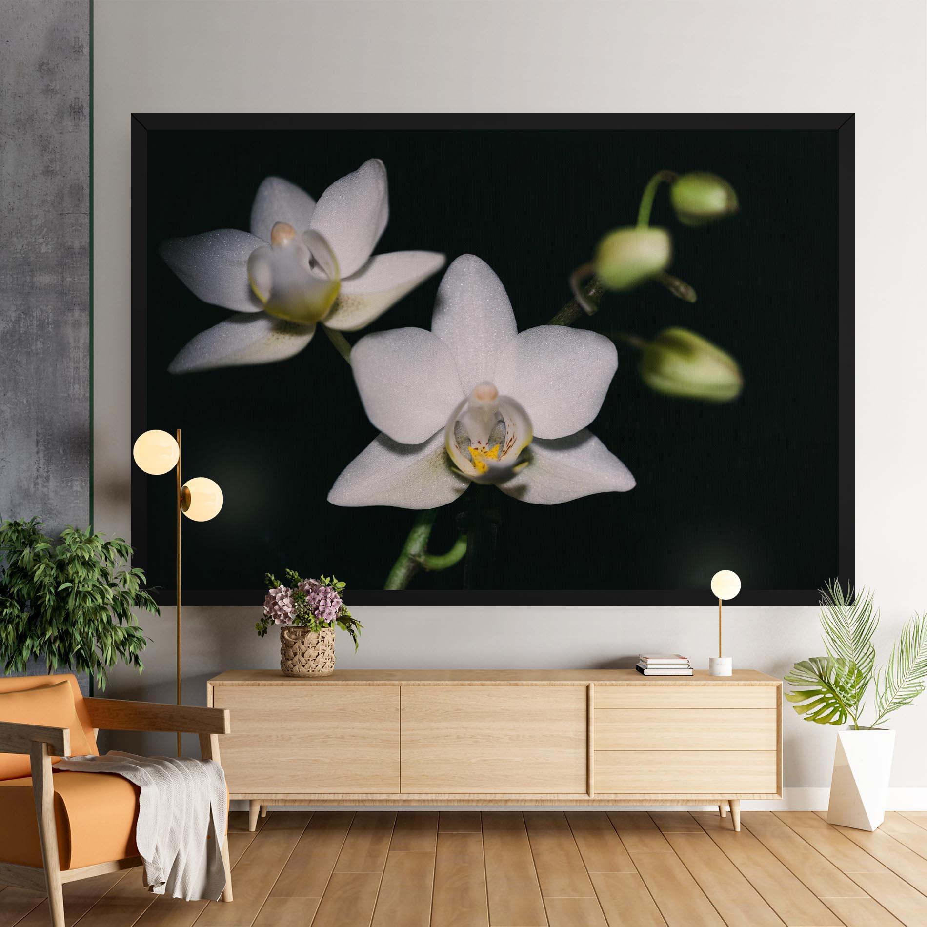 Leinwandbild Orchids On Black mockup 9