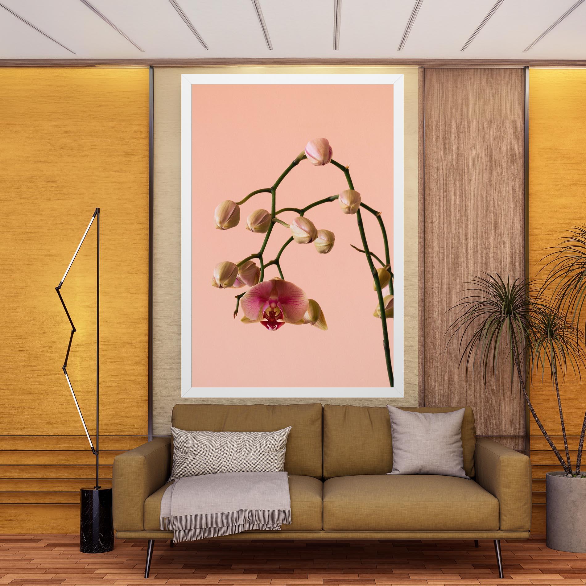 Leinwandbild Orchids On Pink mockup 9