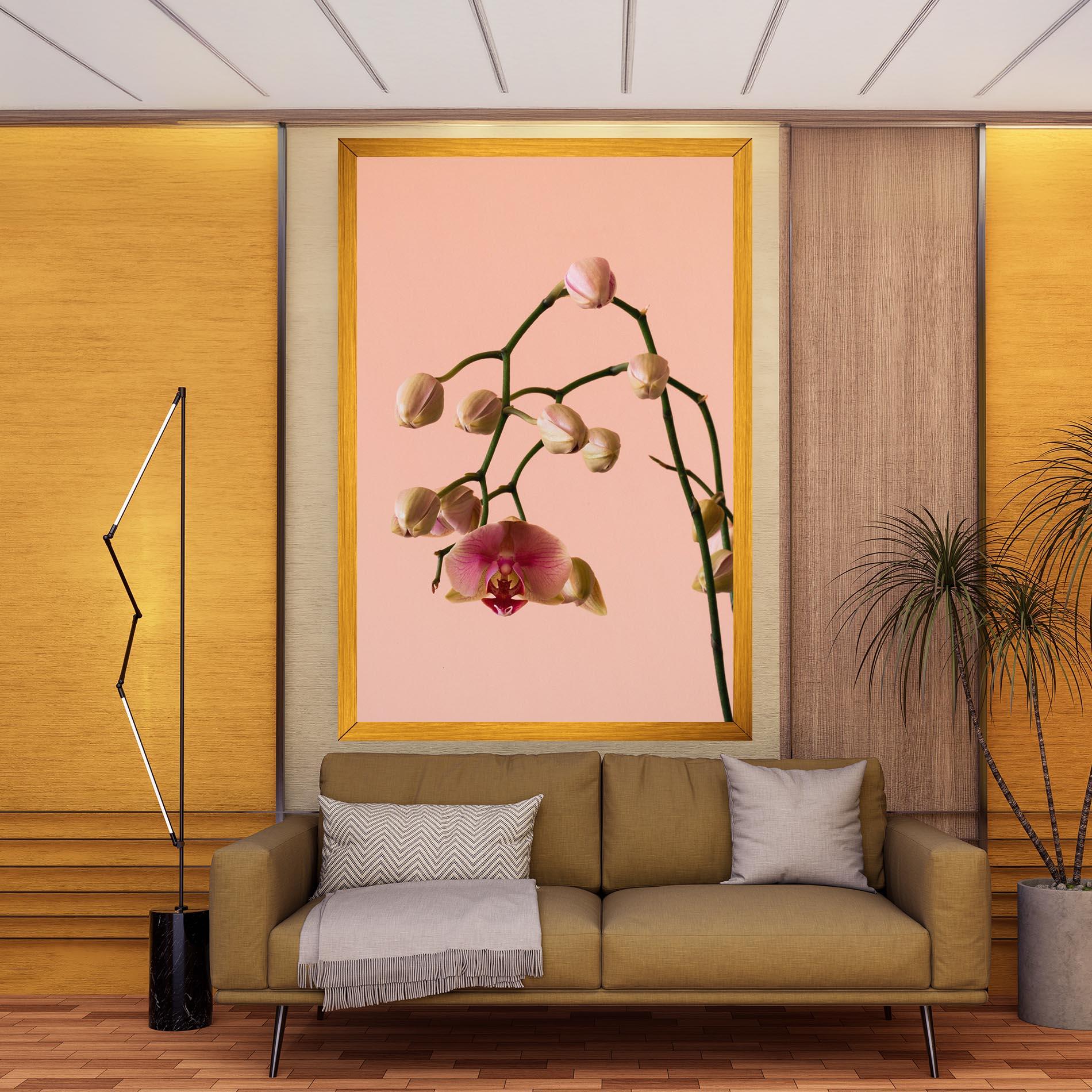 Leinwandbild Orchids On Pink mockup 9