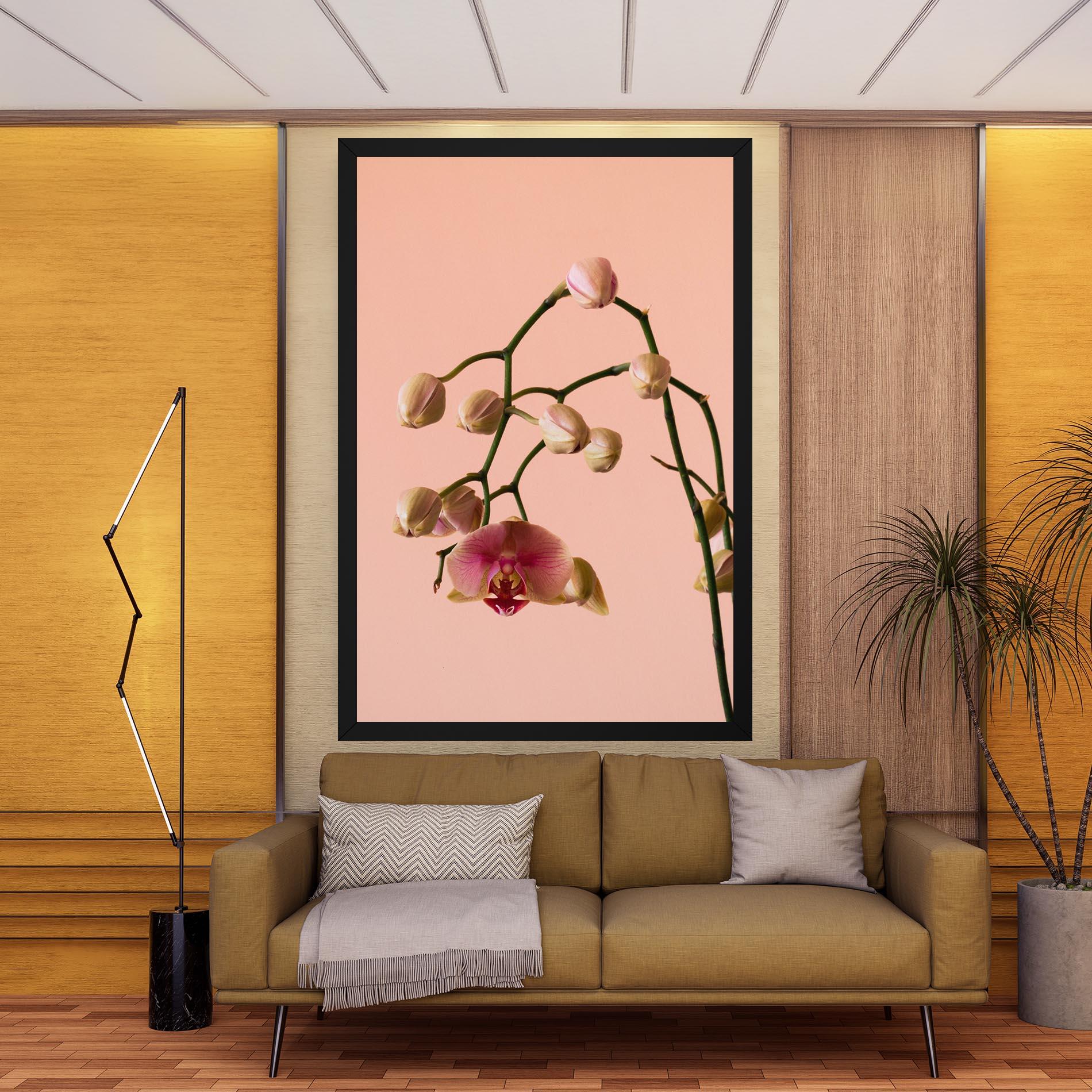 Leinwandbild Orchids On Pink mockup 9