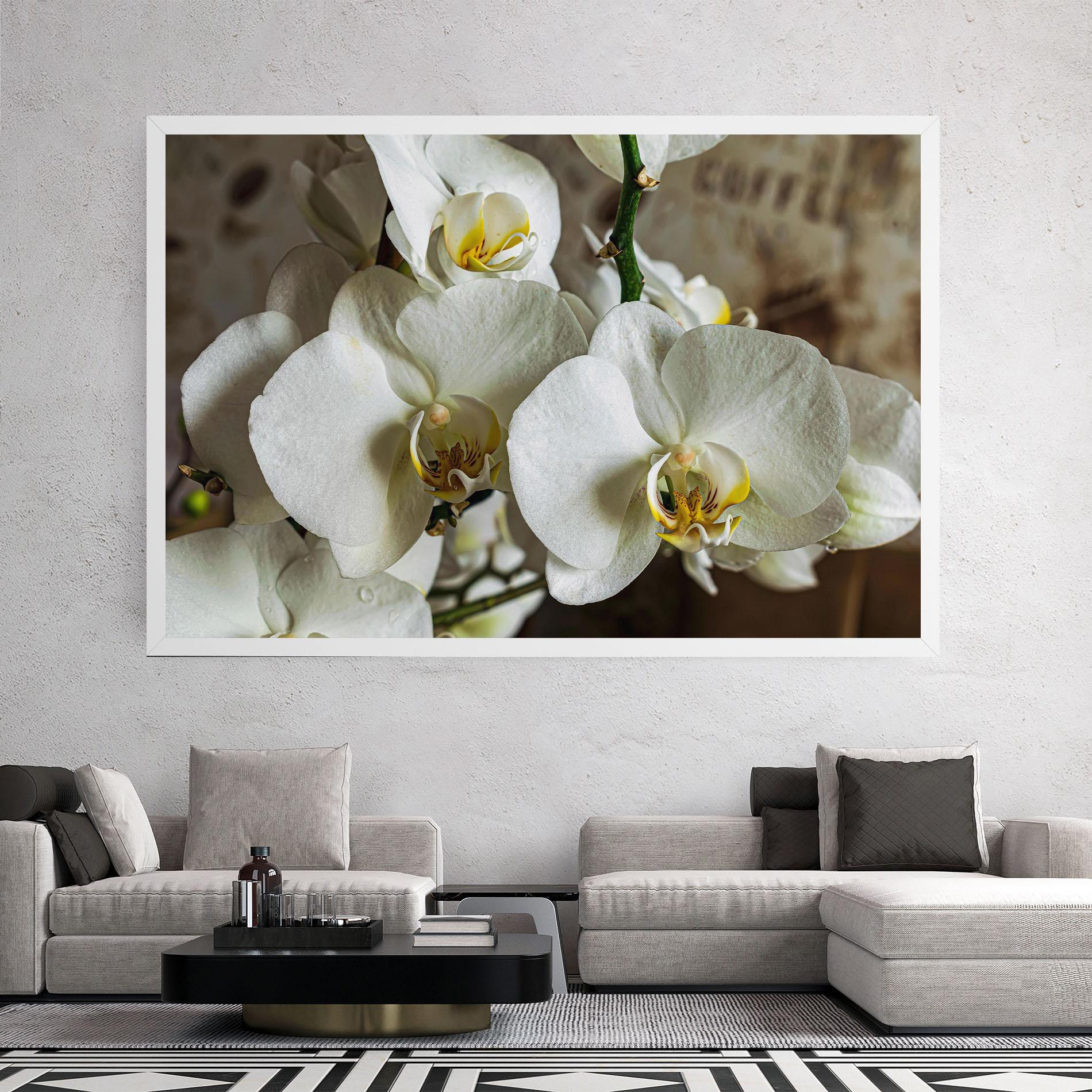 Leinwandbild Beautiful White Orchids mockup 2
