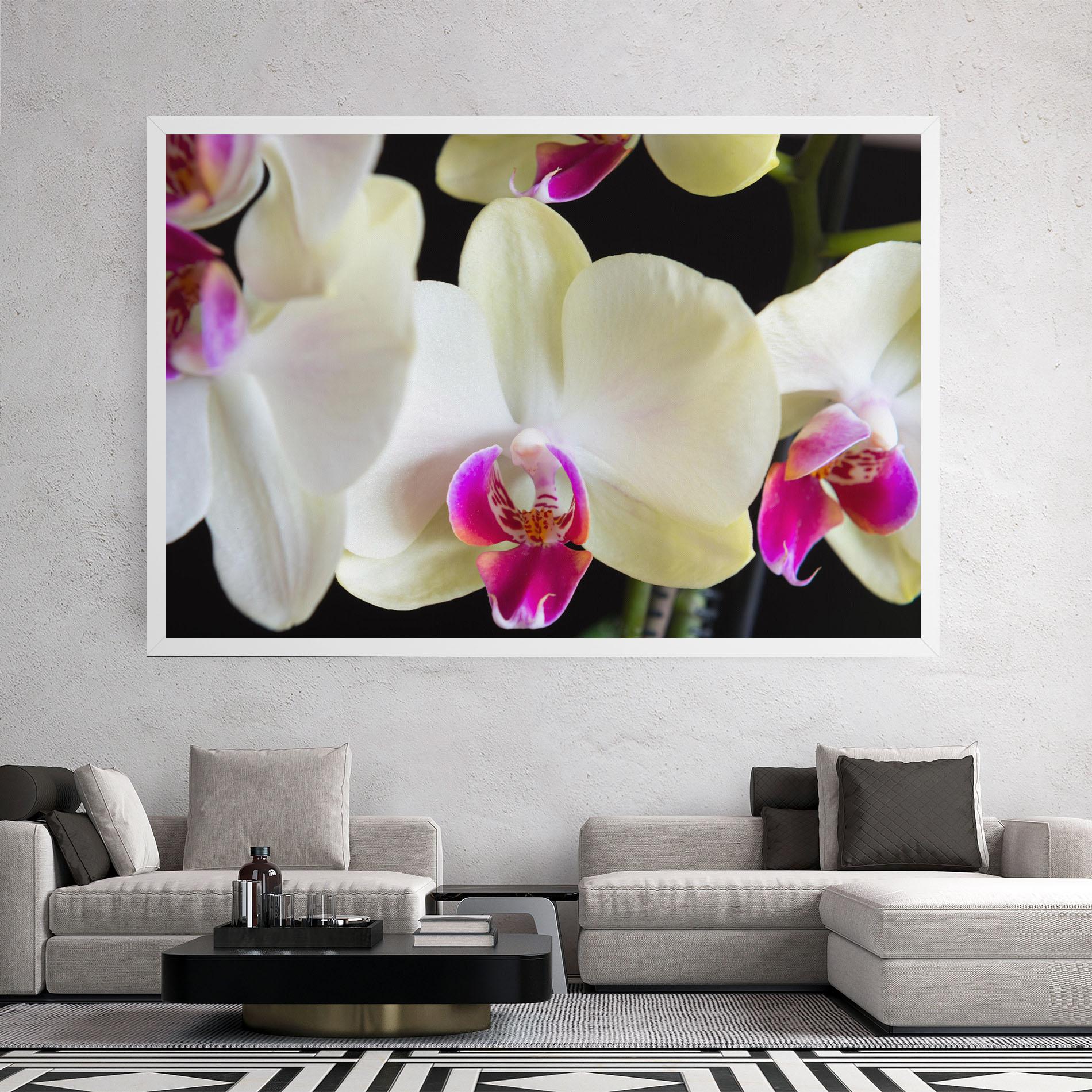 Leinwandbild Cream Purple Orchids mockup 2