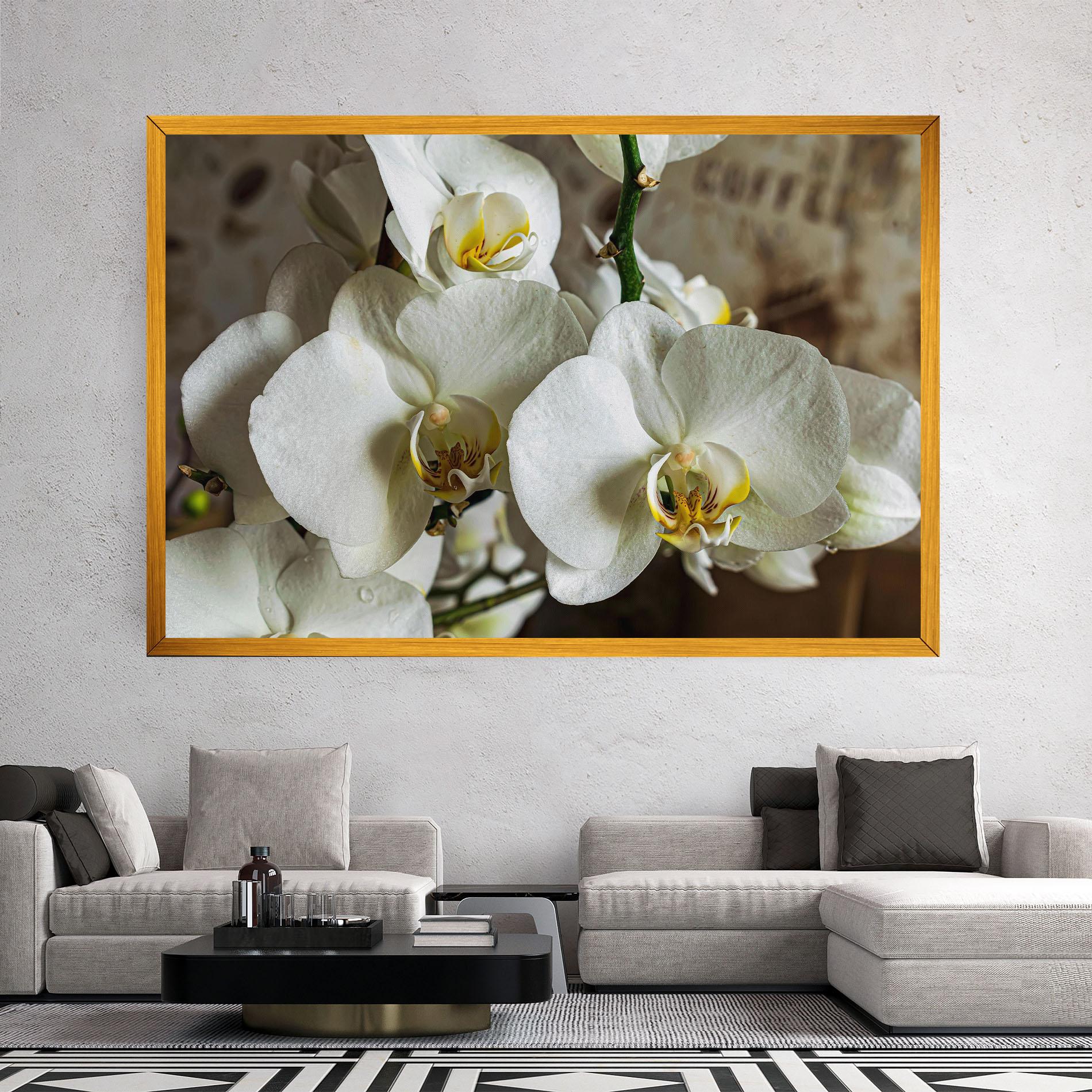 Leinwandbild Beautiful White Orchids mockup 2
