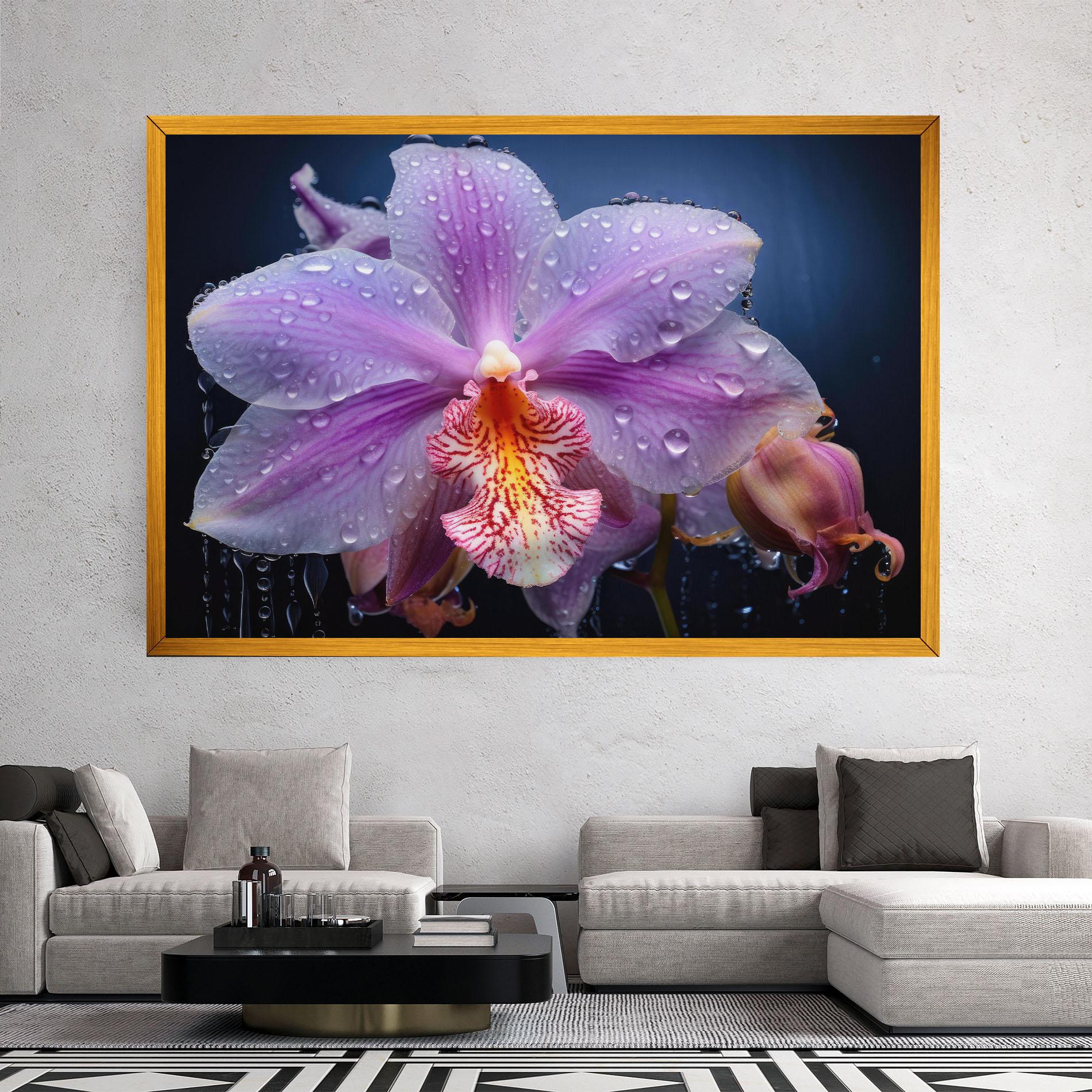Leinwandbild Orchid In Rain mockup 2