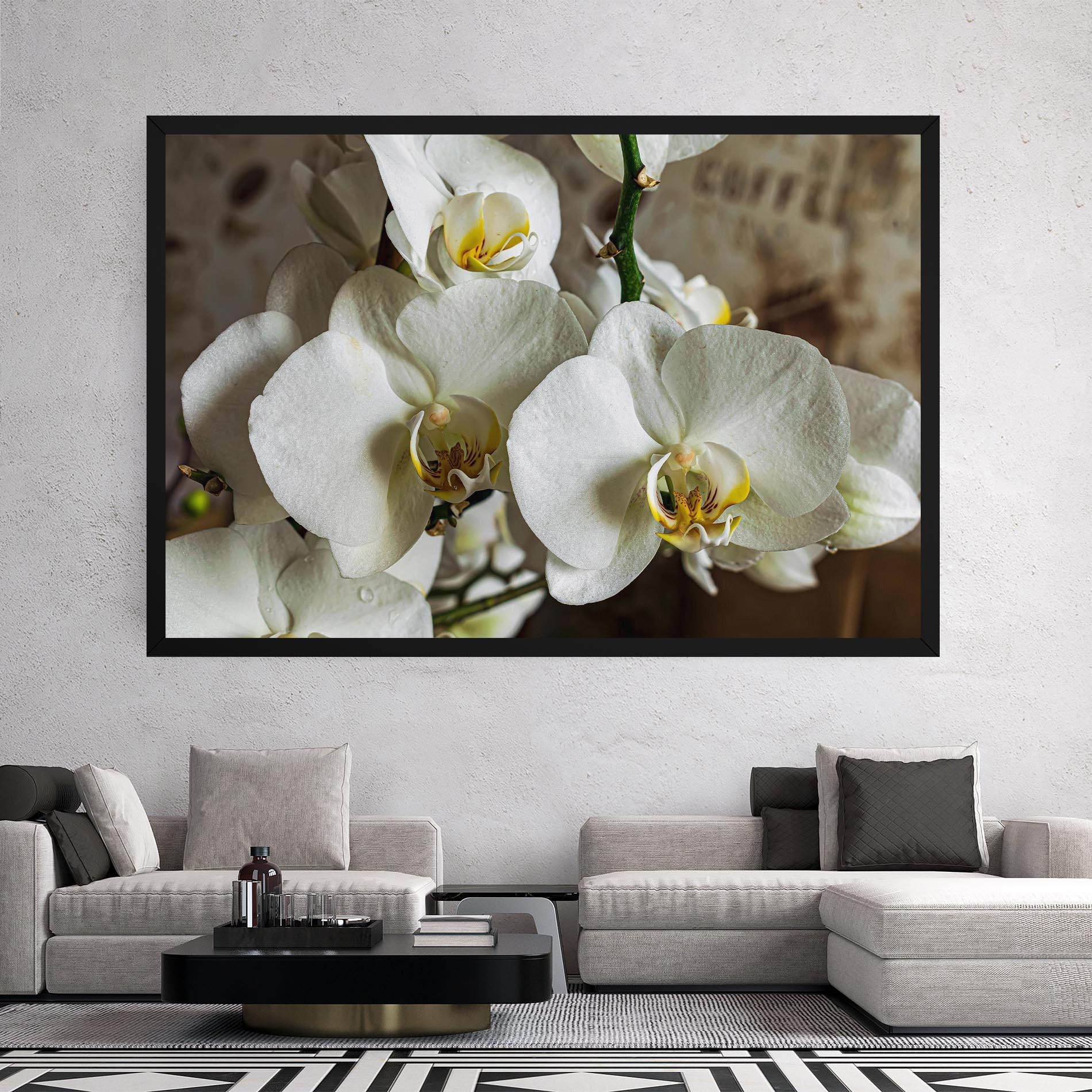 Leinwandbild Beautiful White Orchids mockup 2