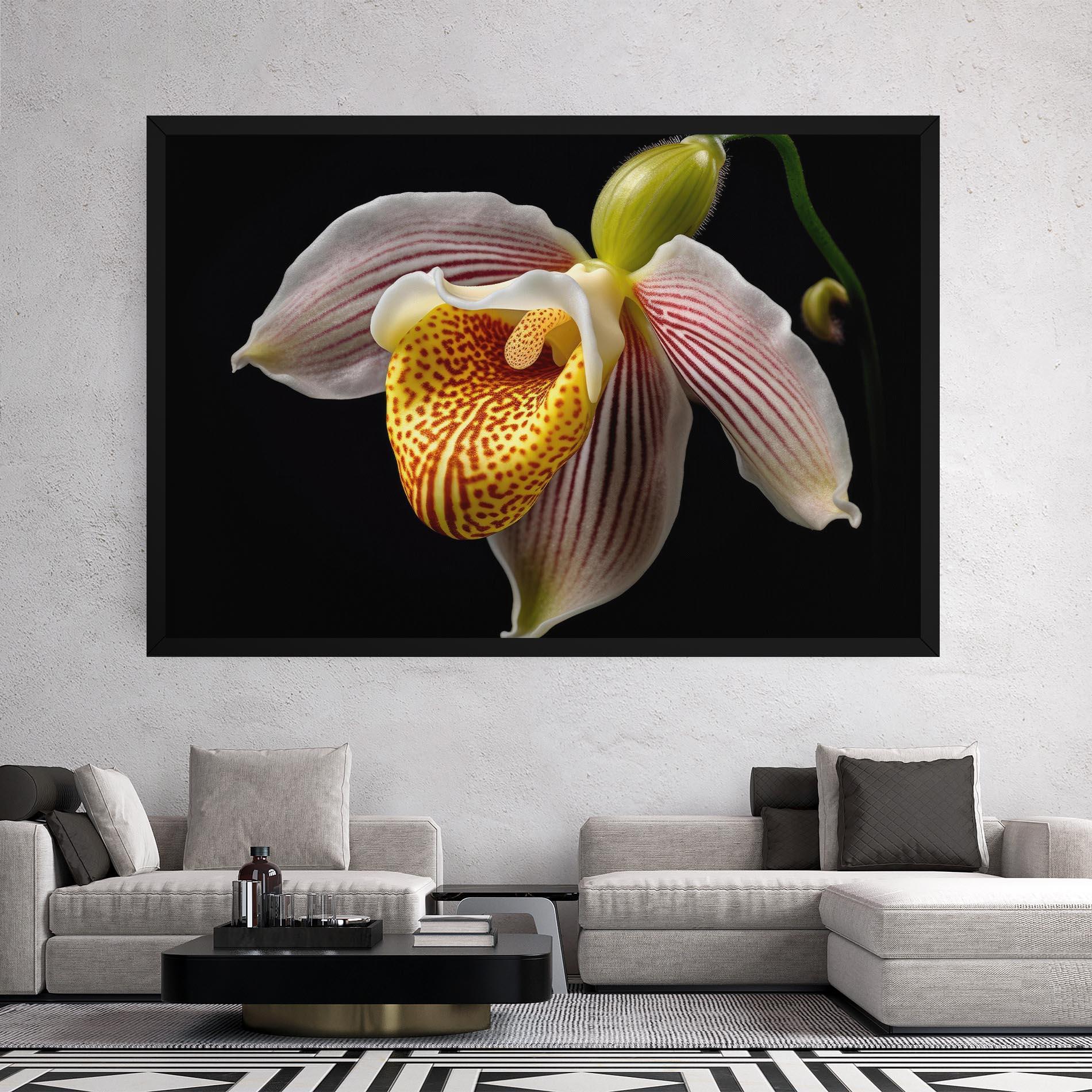 Leinwandbild Orchid On Black mockup 2
