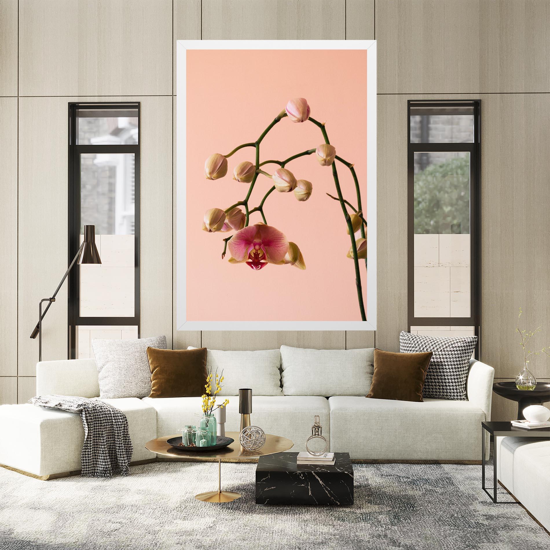 Leinwandbild Orchids On Pink mockup 2