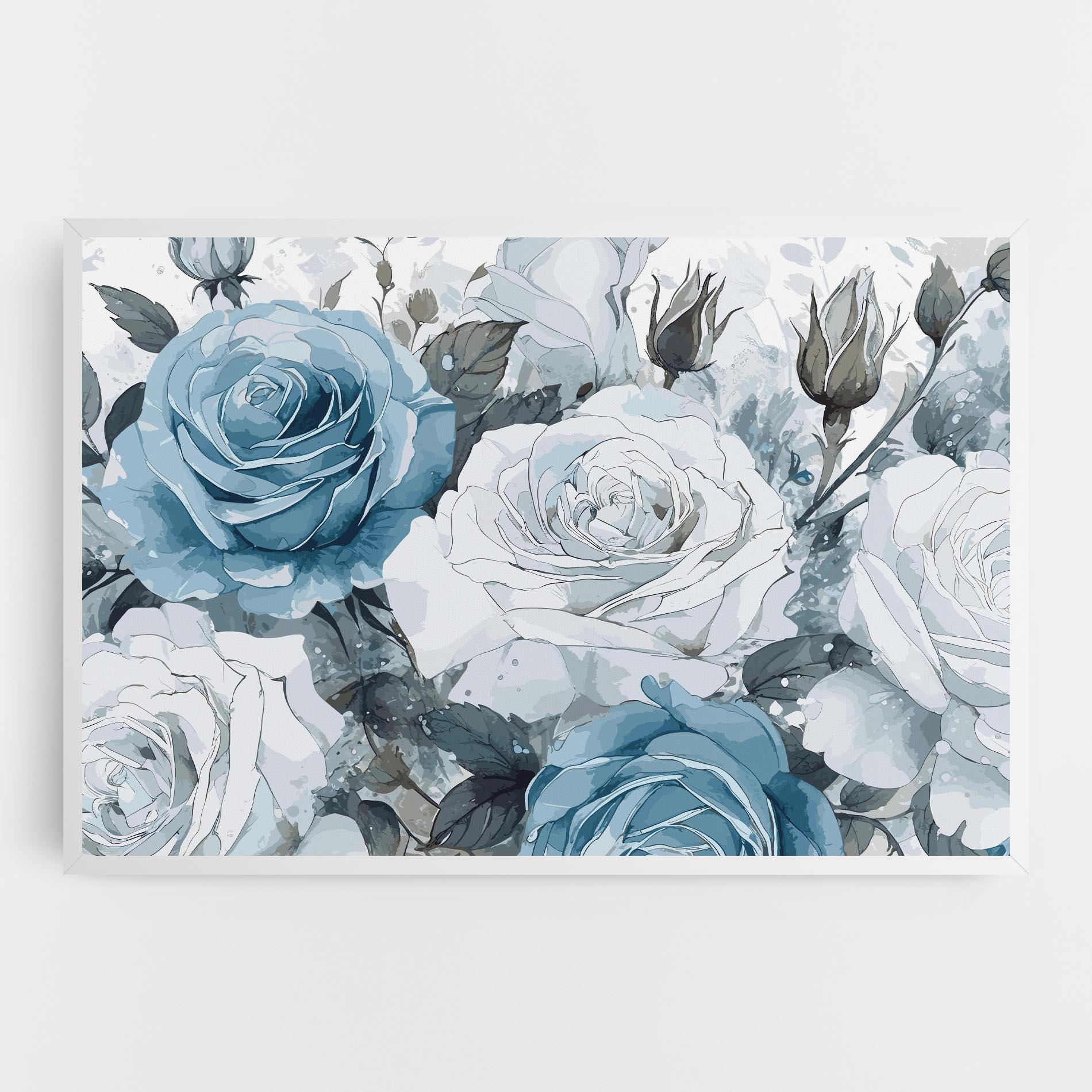 Leinwandbild Blue White Rose mockup 0