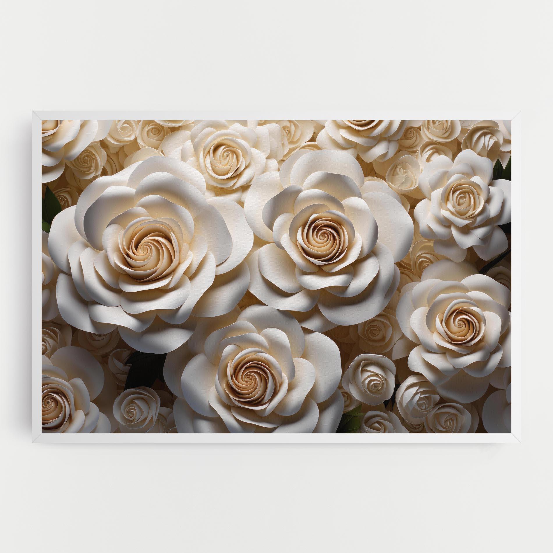 Leinwandbild Cream Roses Wall mockup 0