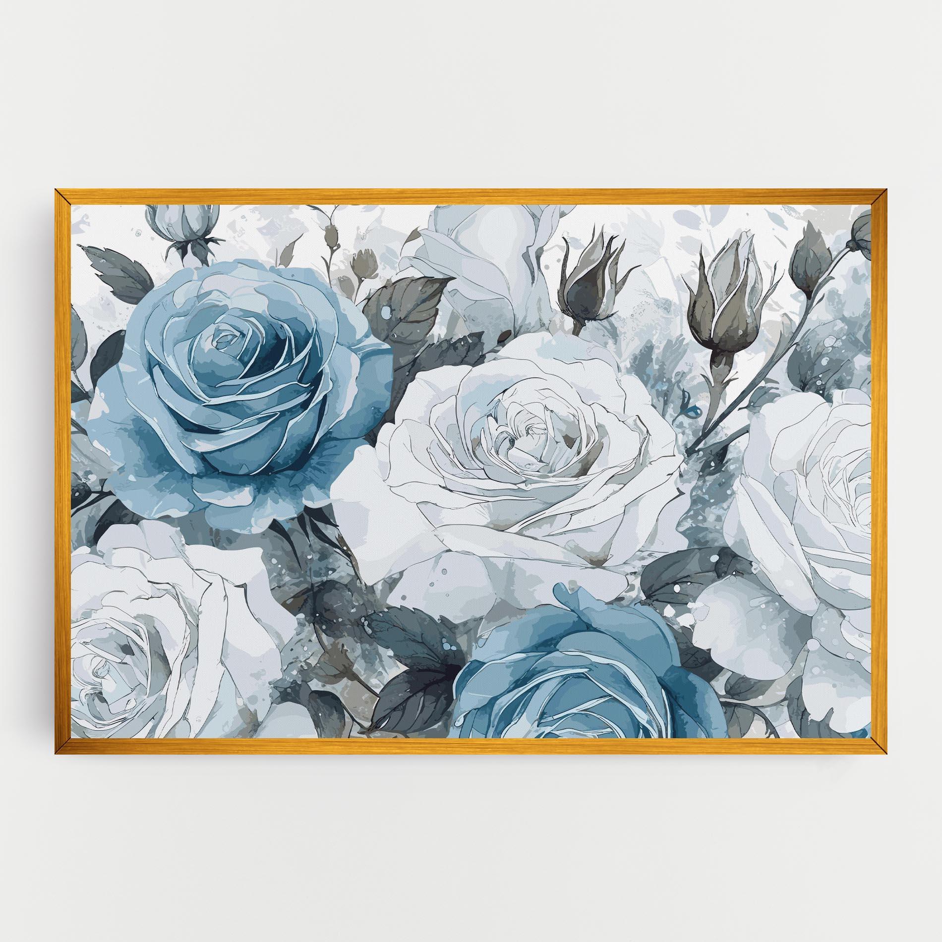 Leinwandbild Blue White Rose mockup 0