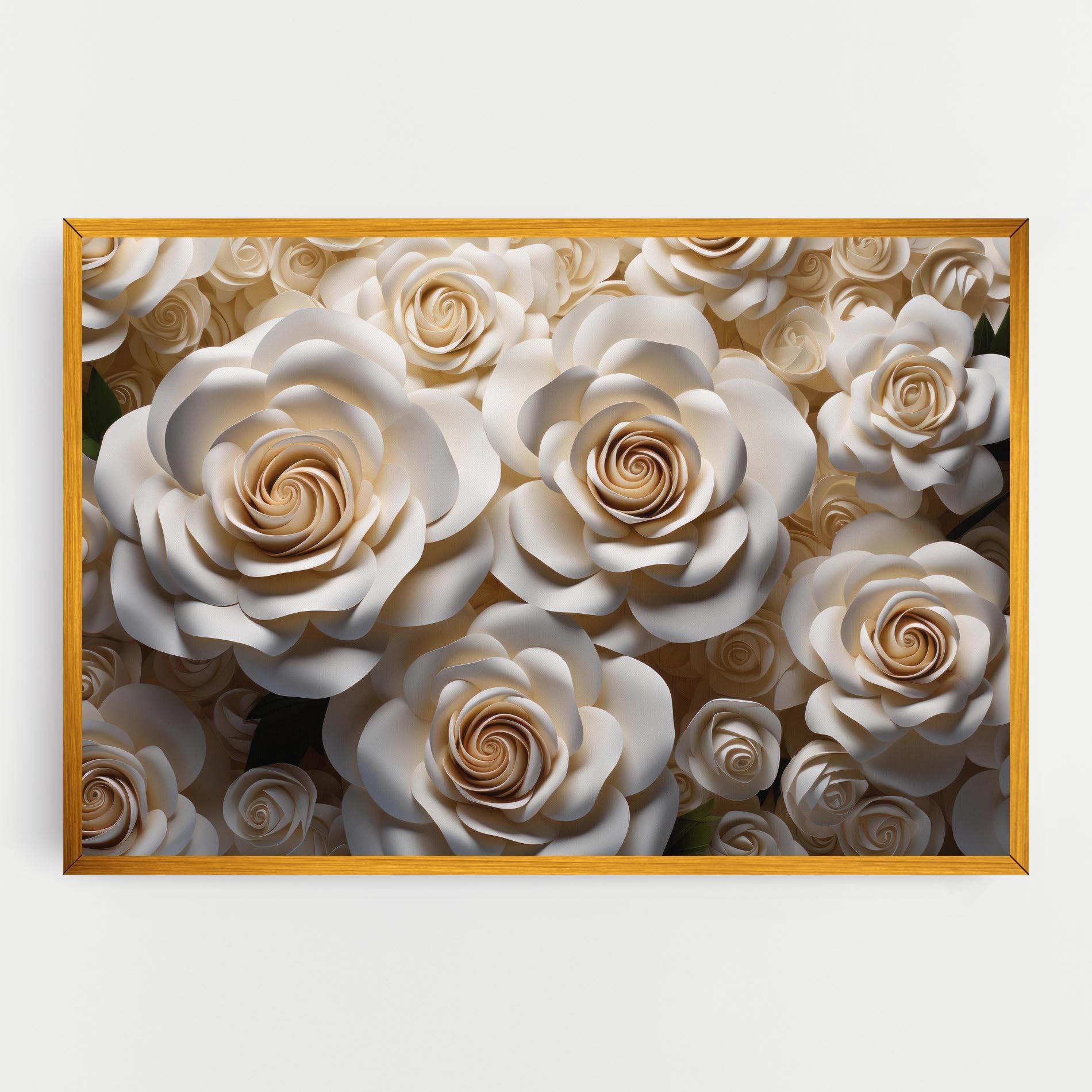 Leinwandbild Cream Roses Wall mockup 0