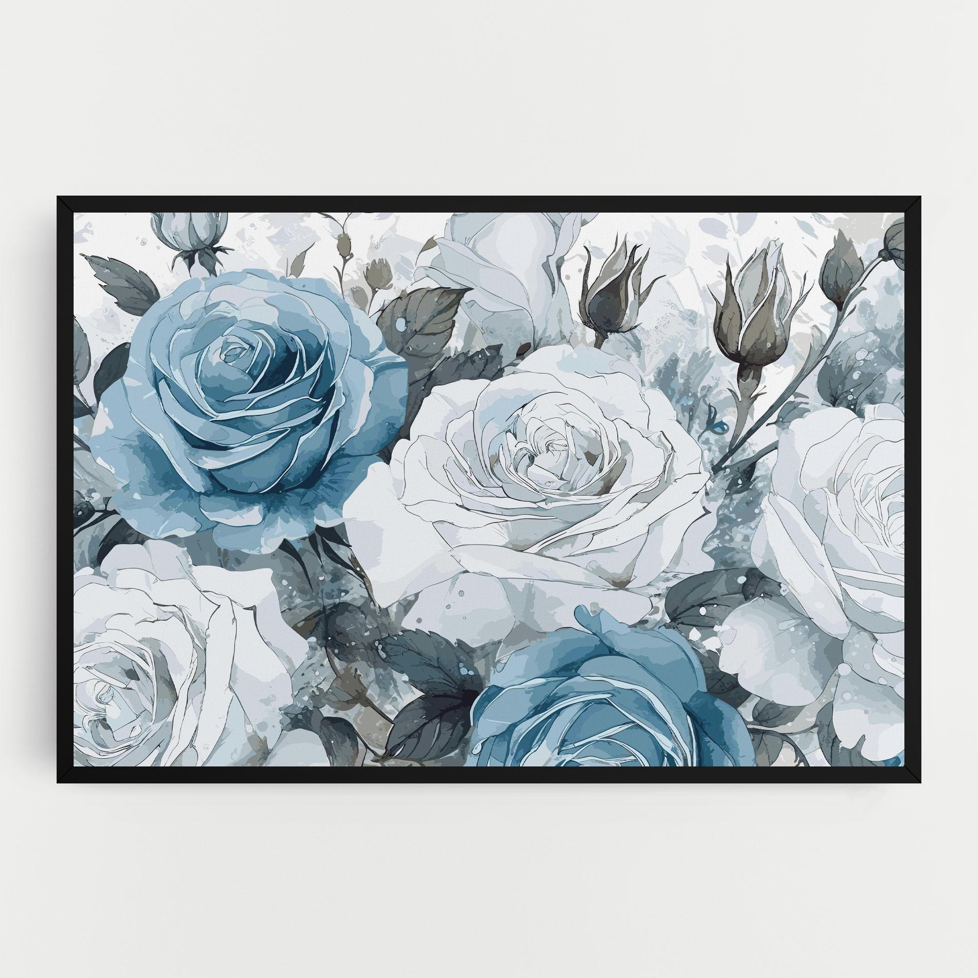 Leinwandbild Blue White Rose mockup 0