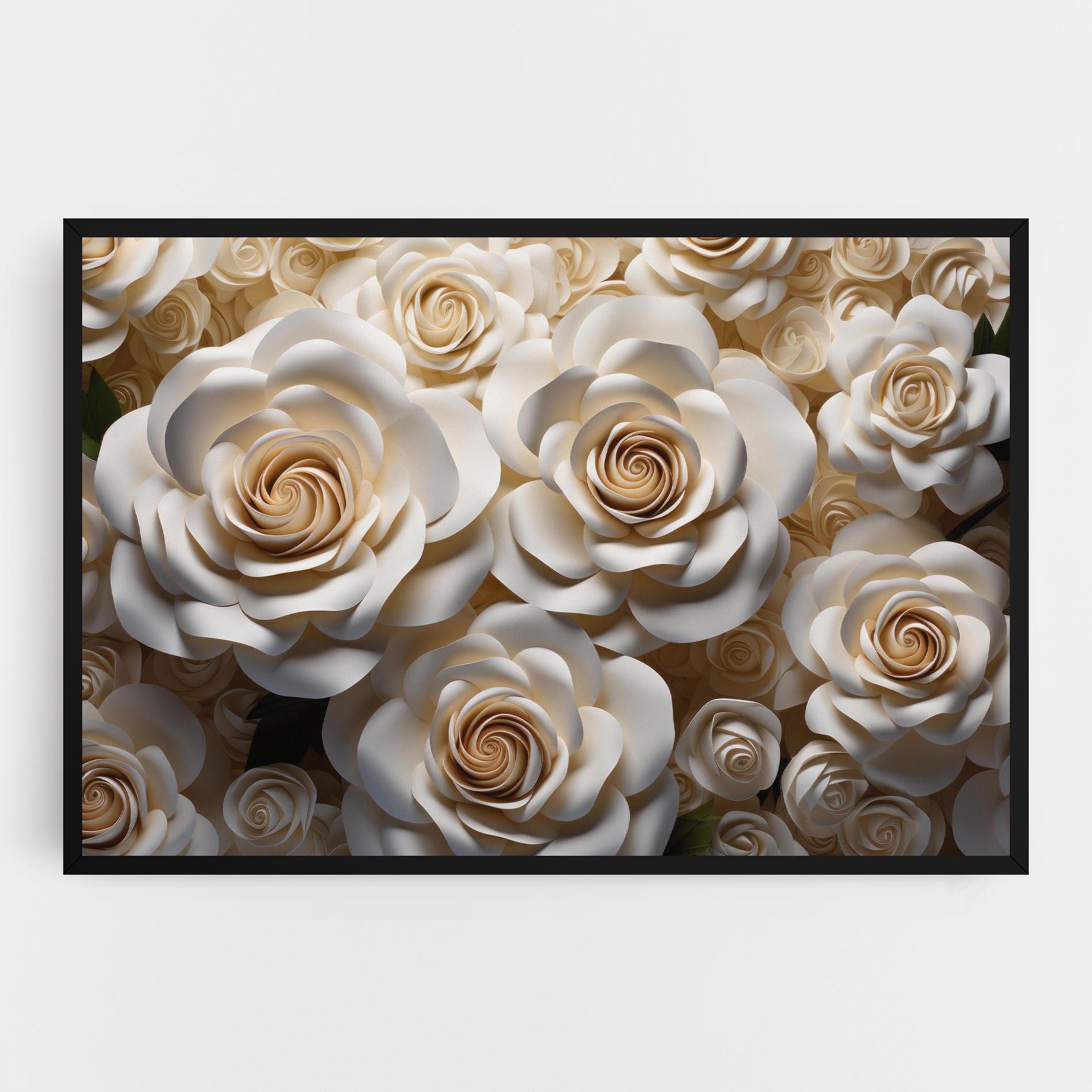 Leinwandbild Cream Roses Wall mockup 0