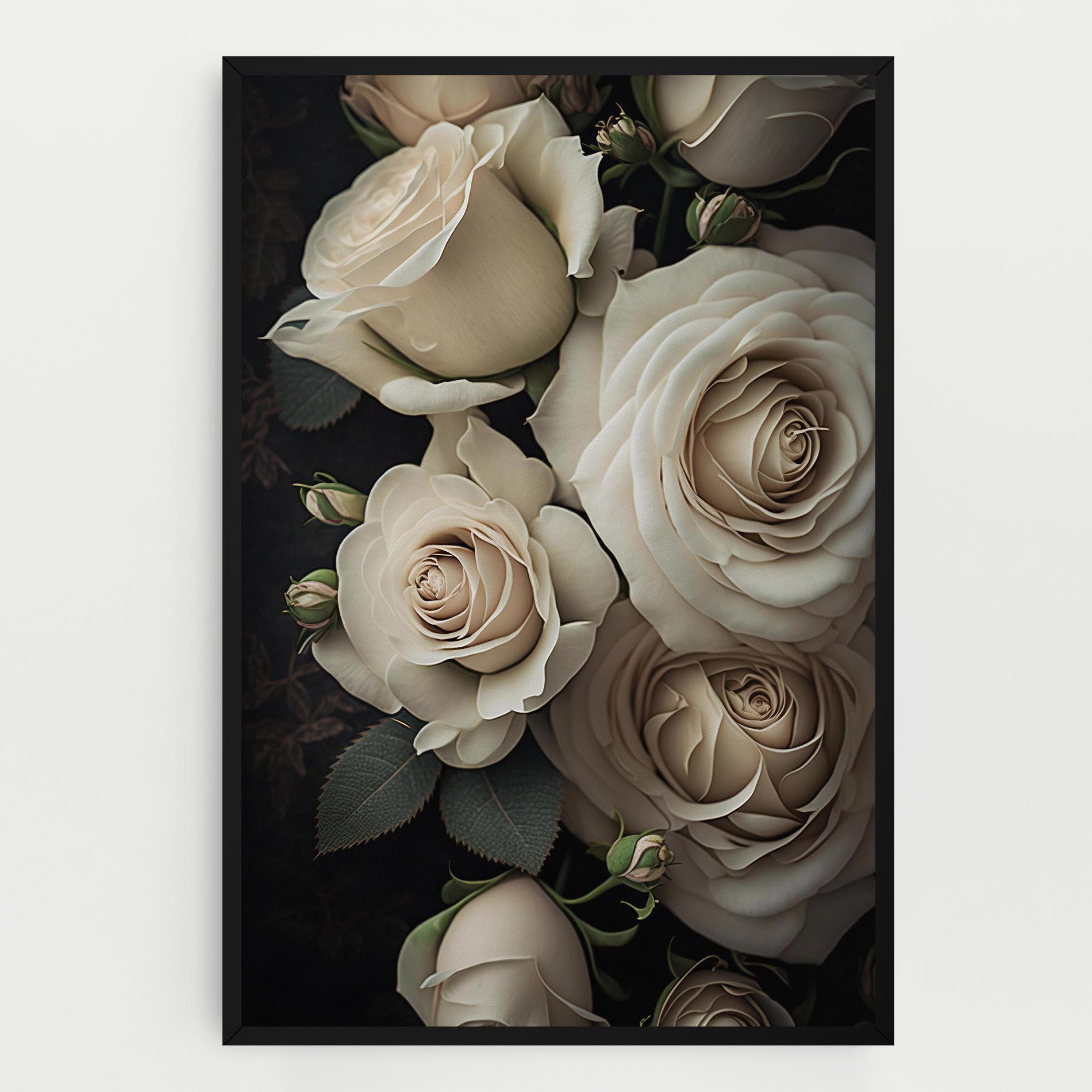 Leinwandbild Cream Roses Close Up mockup 0