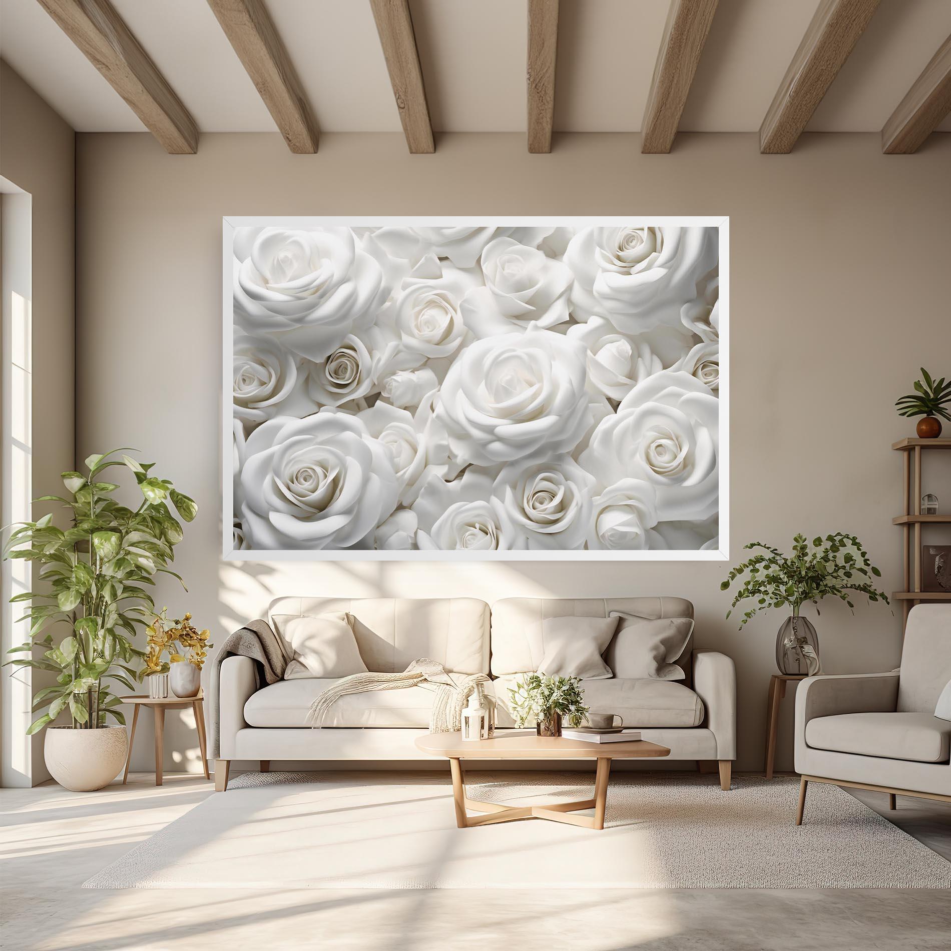 Leinwandbild 3d White Roses mockup 6