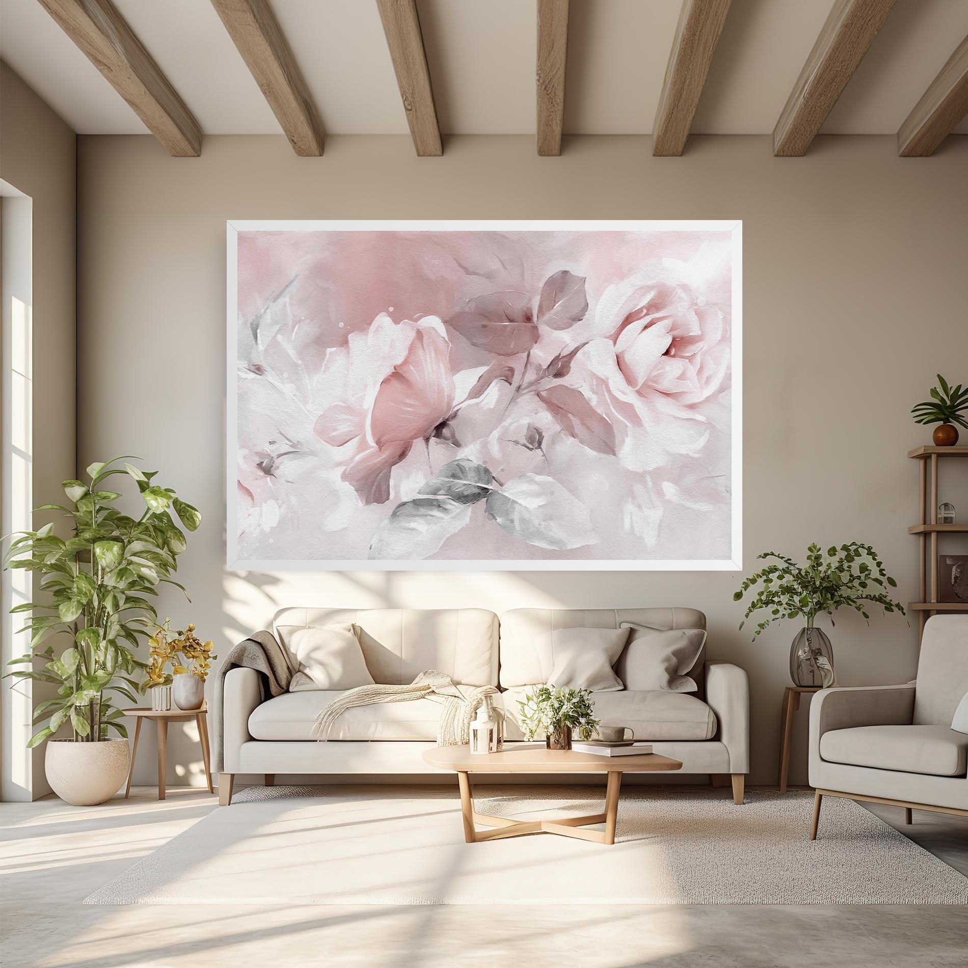 Leinwandbild Abstract Pink Flowers mockup 6
