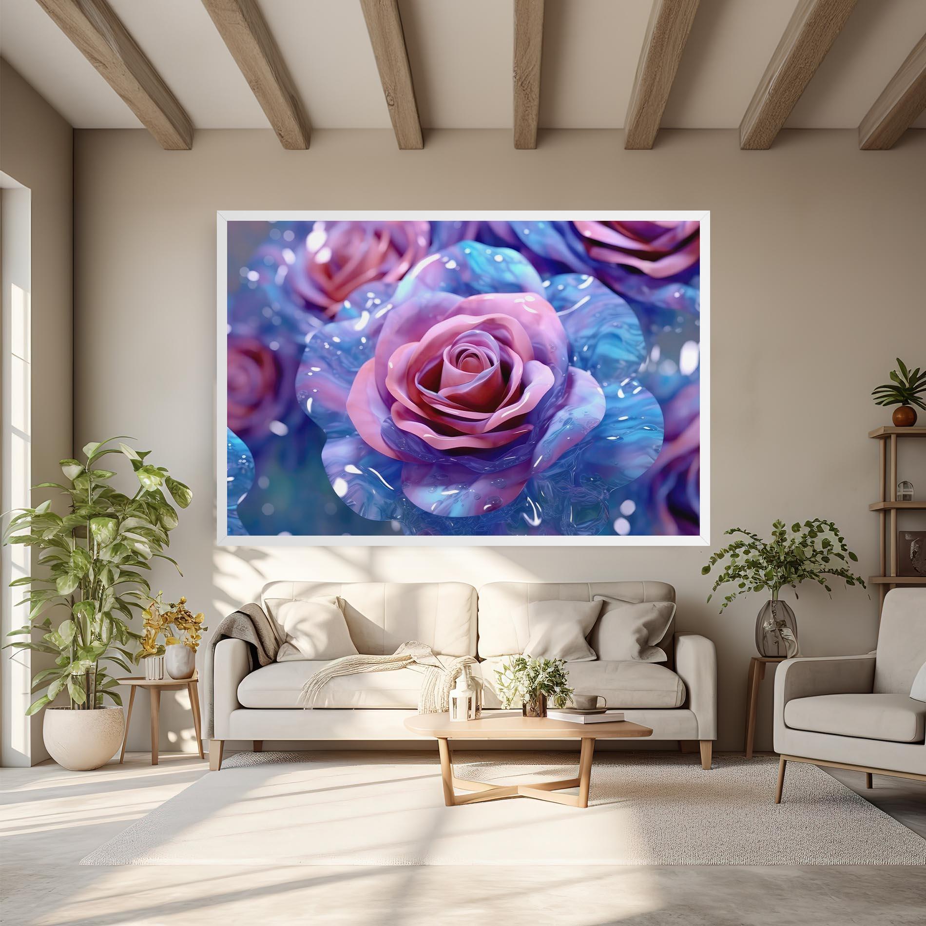 Leinwandbild Beautiful Blue Pink Rose mockup 6