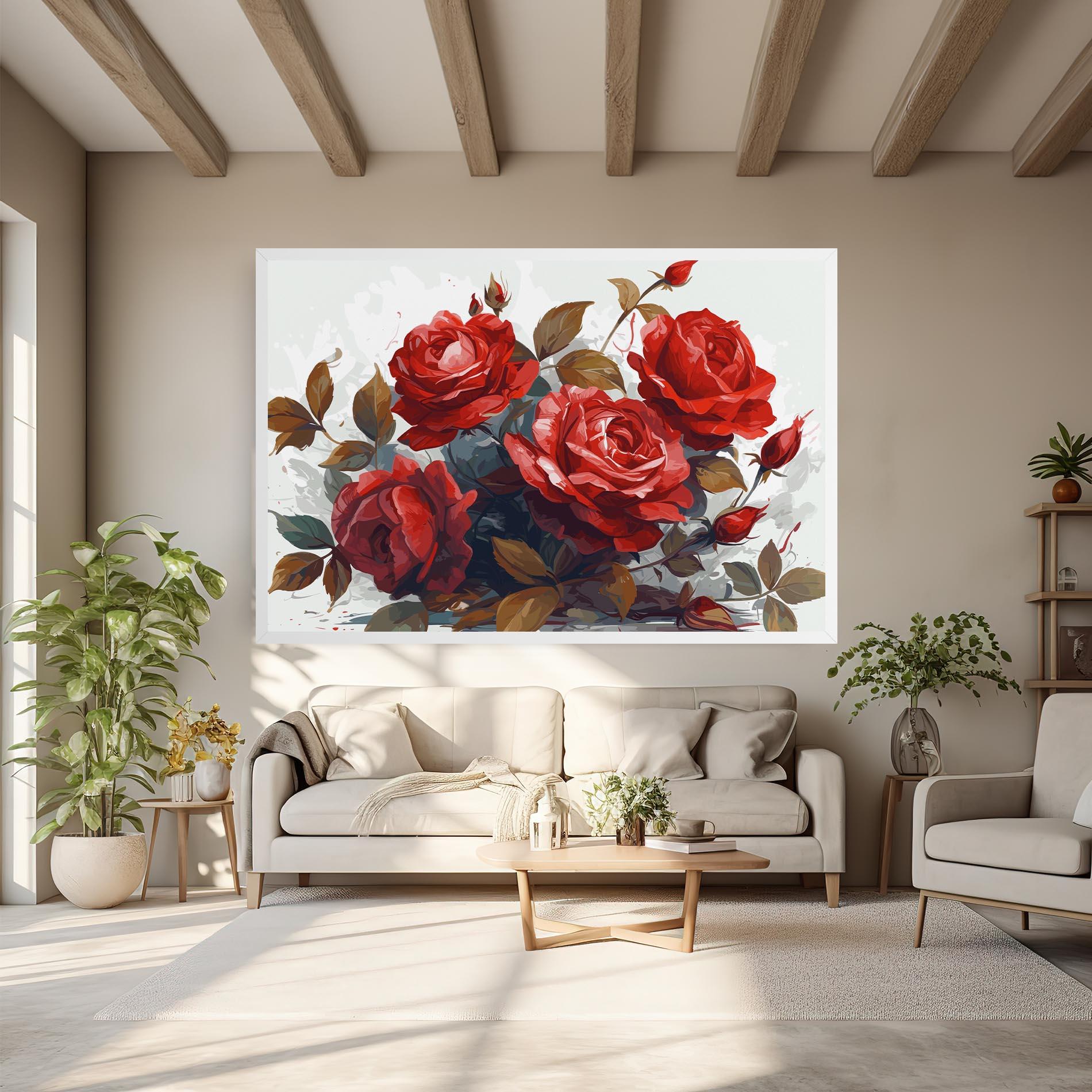 Leinwandbild Beautiful Red Roses mockup 6