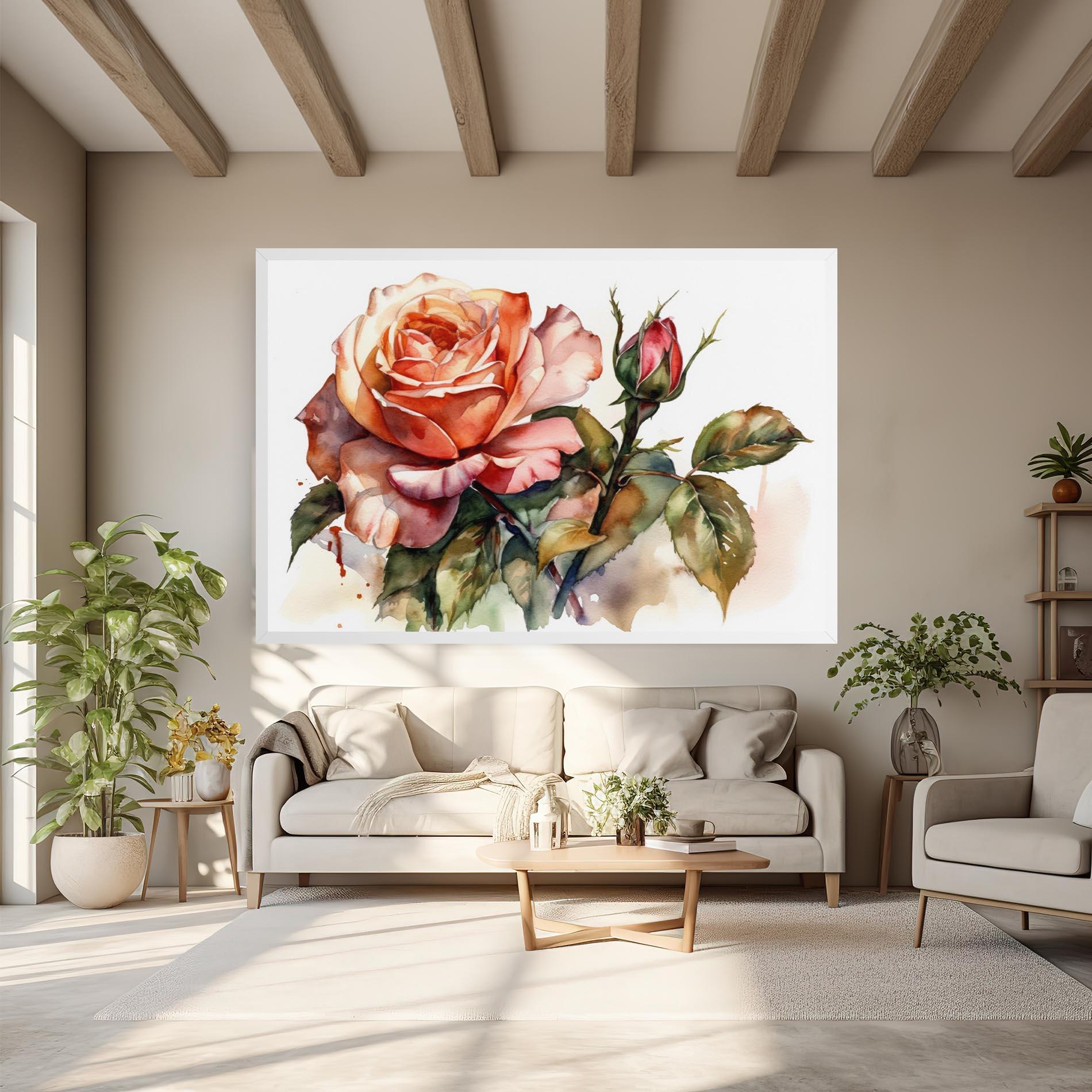 Leinwandbild Big Rose Painted mockup 6