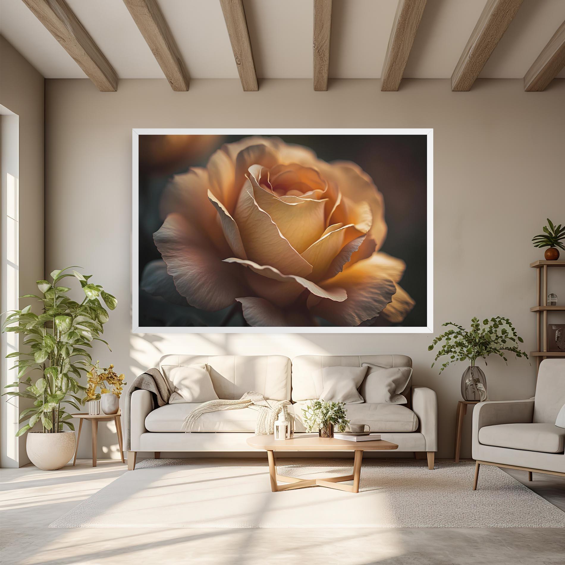 Leinwandbild Light Orange Rose Close Up mockup 6