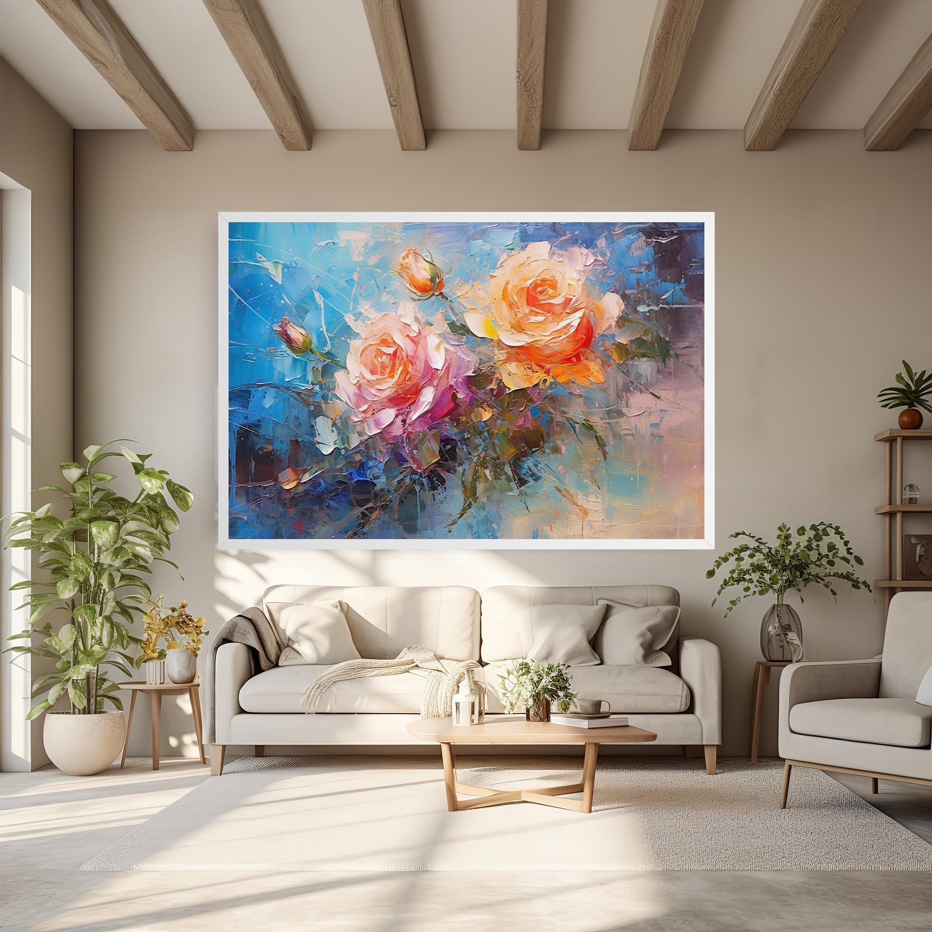 Leinwandbild Light Orange Rose Painting mockup 6