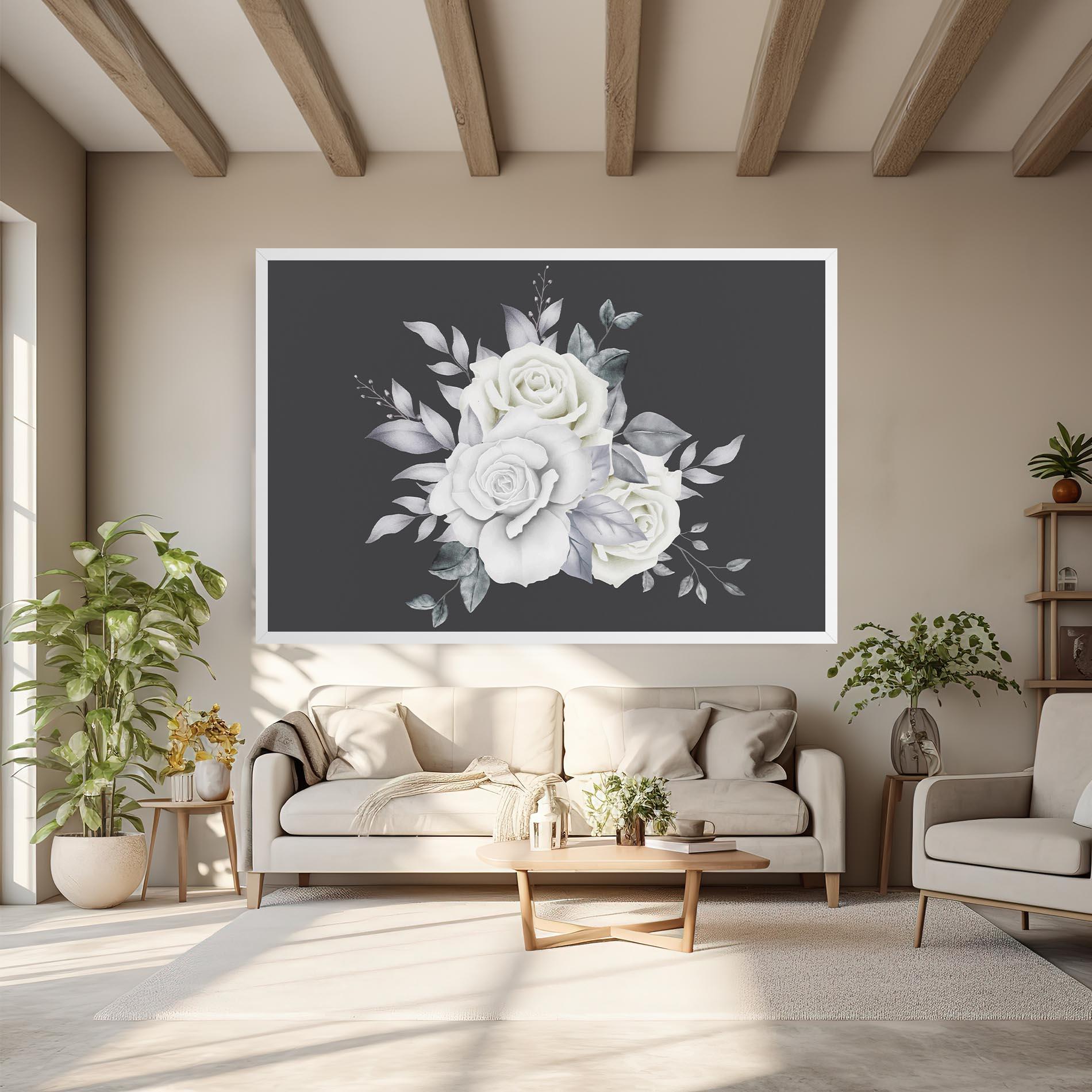 Leinwandbild White Grey Rose mockup 6