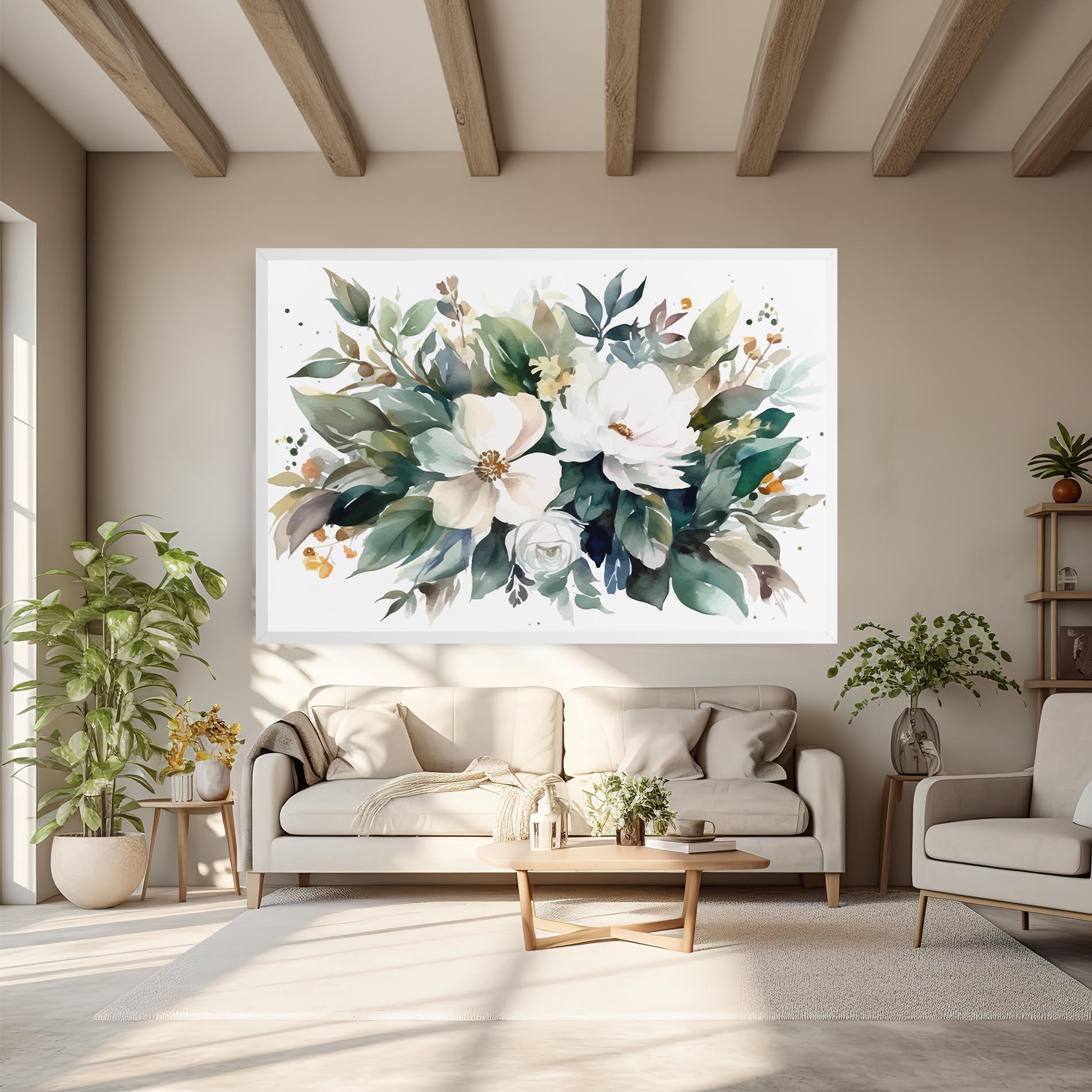 Leinwandbild White Rose Paint mockup 6