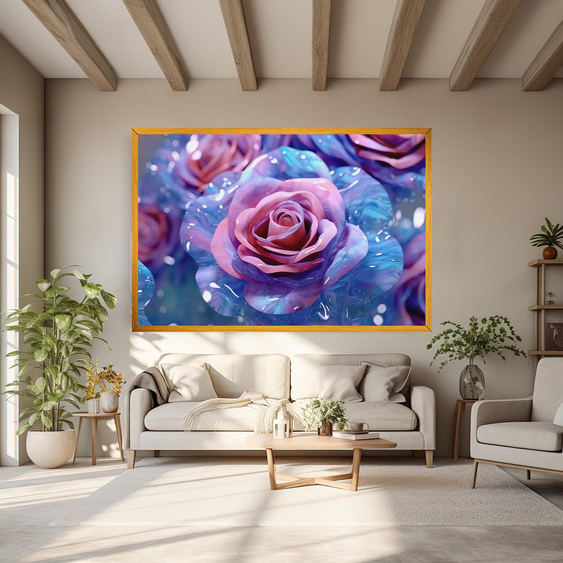 Leinwandbild Beautiful Blue Pink Rose mockup 6