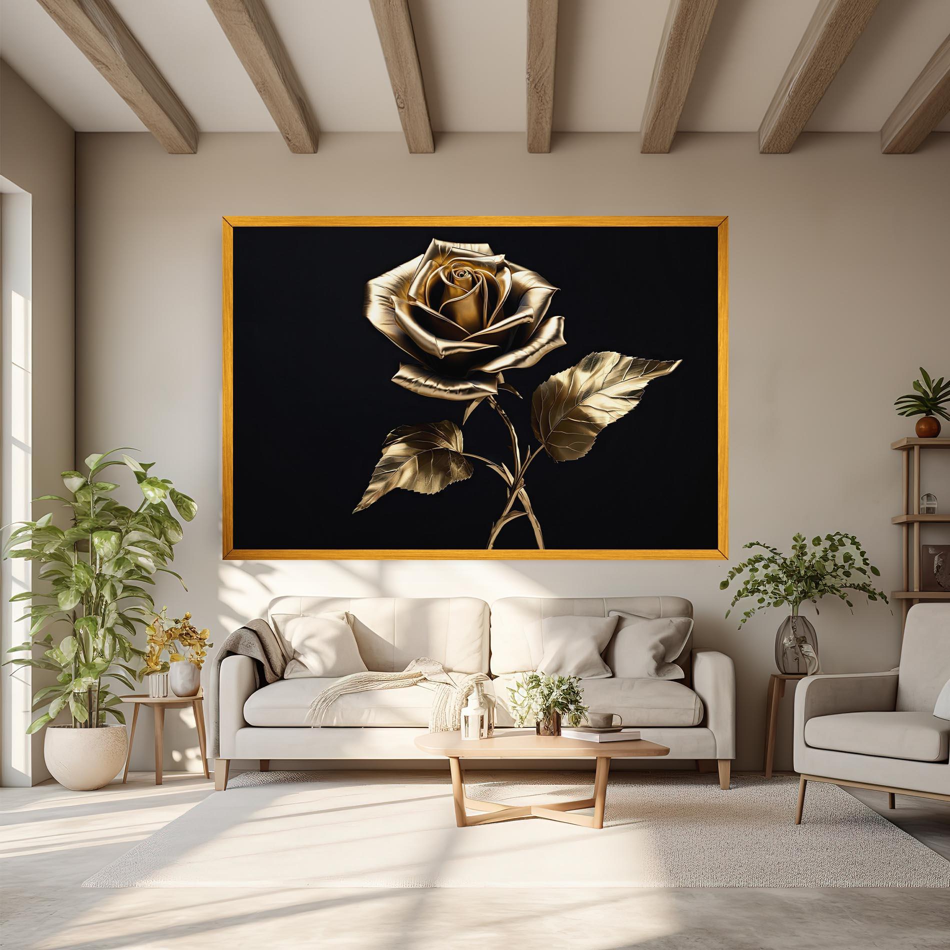 Leinwandbild Beautiful Golden Rose mockup 6