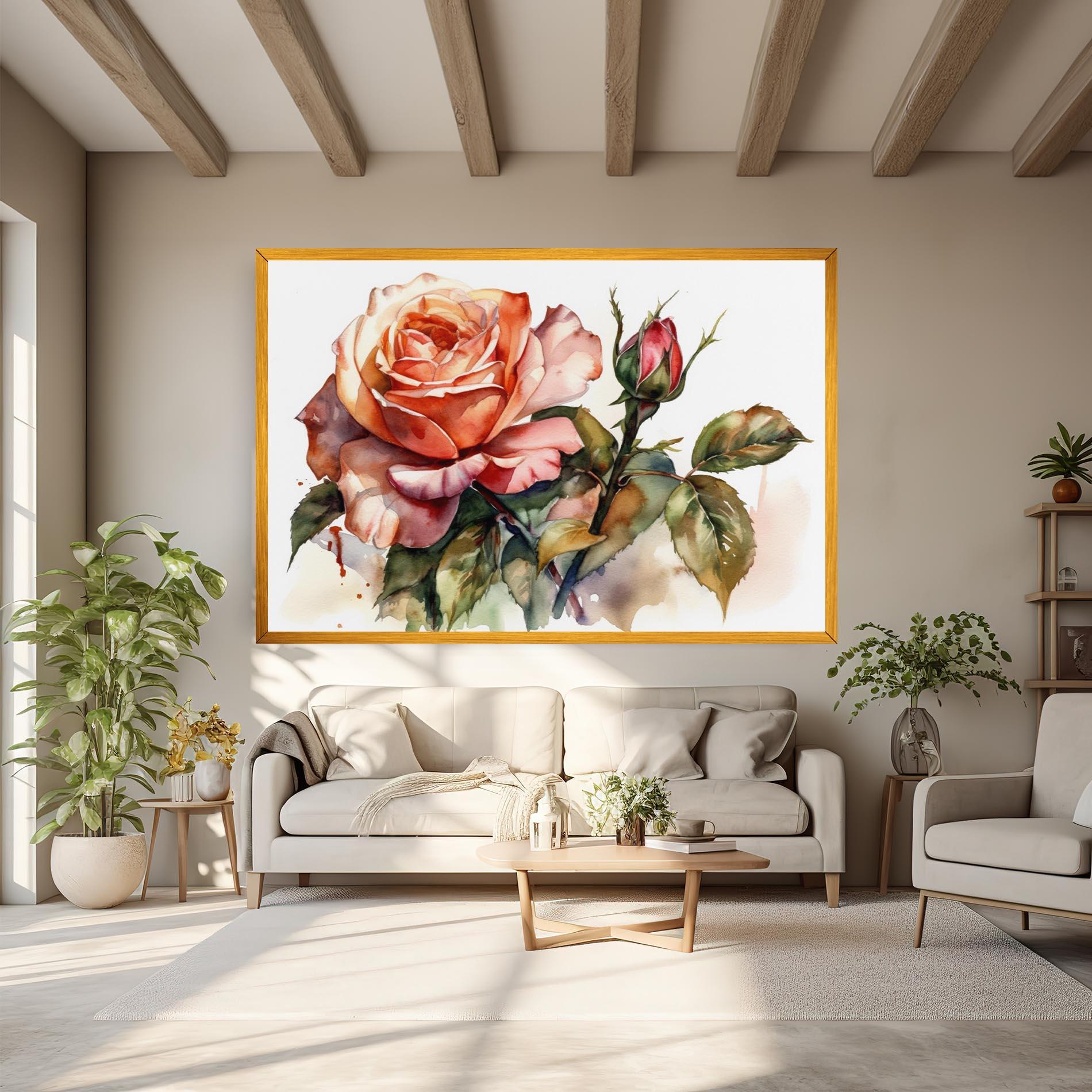 Leinwandbild Big Rose Painted mockup 6