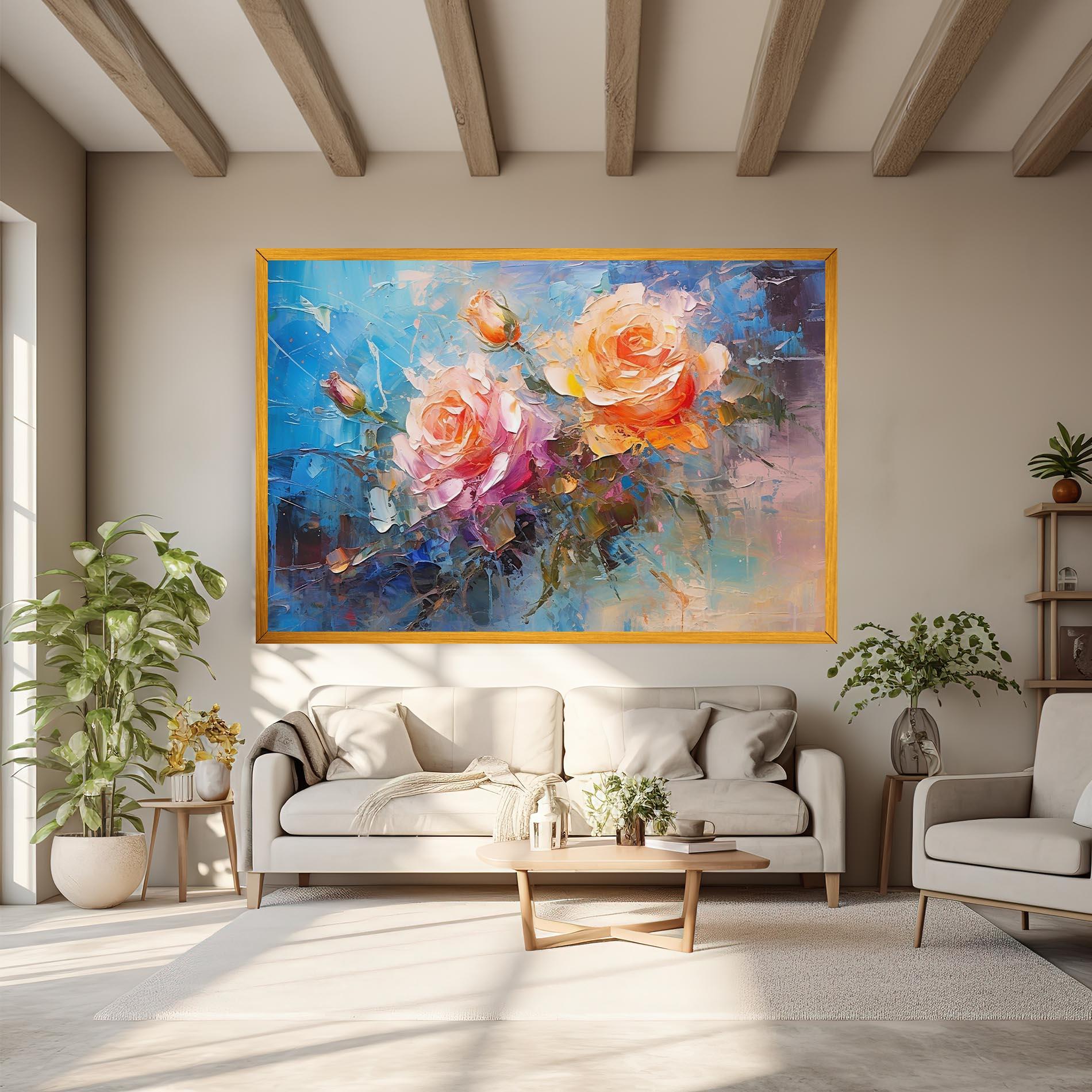 Leinwandbild Light Orange Rose Painting mockup 6