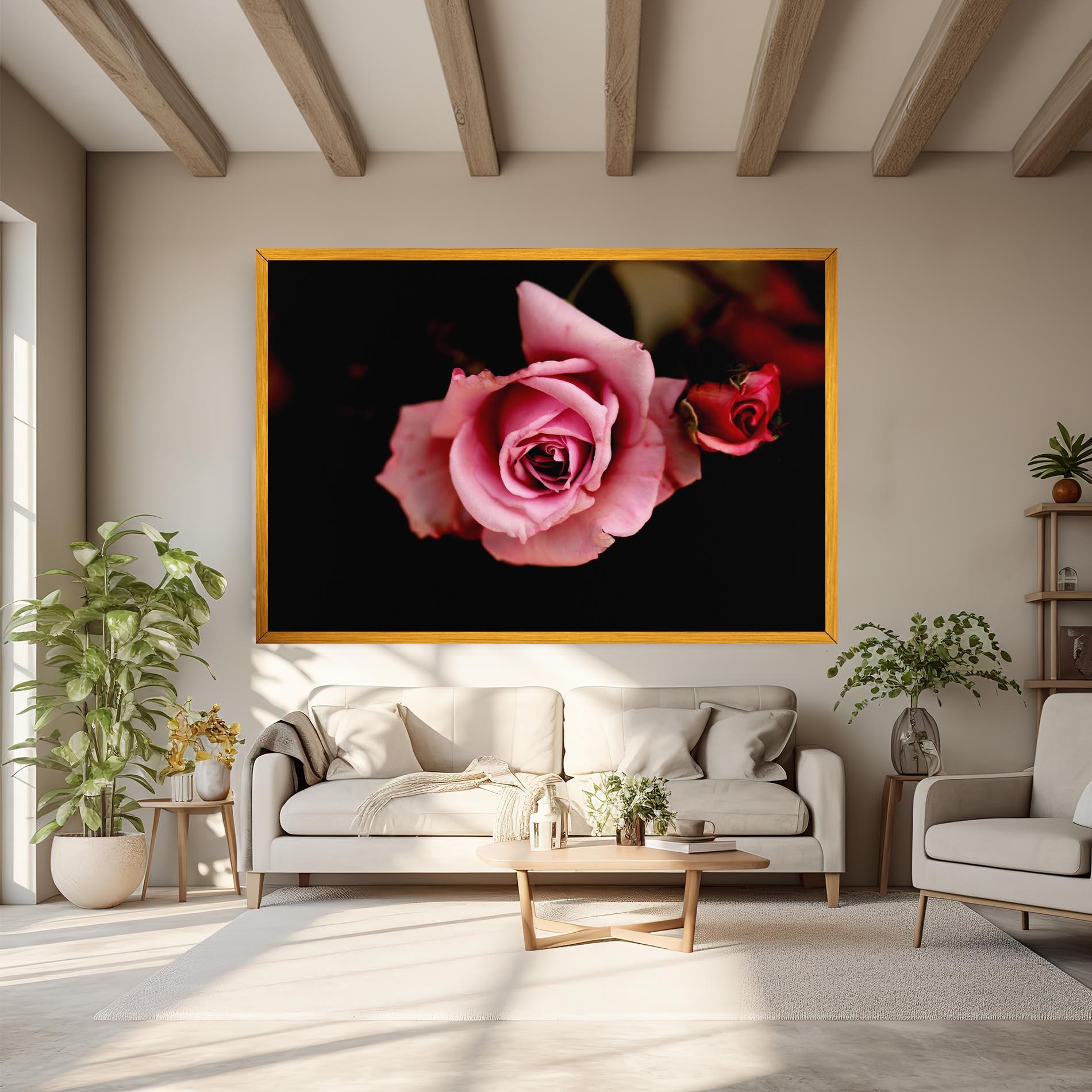 Leinwandbild Opened Pink Rose mockup 6