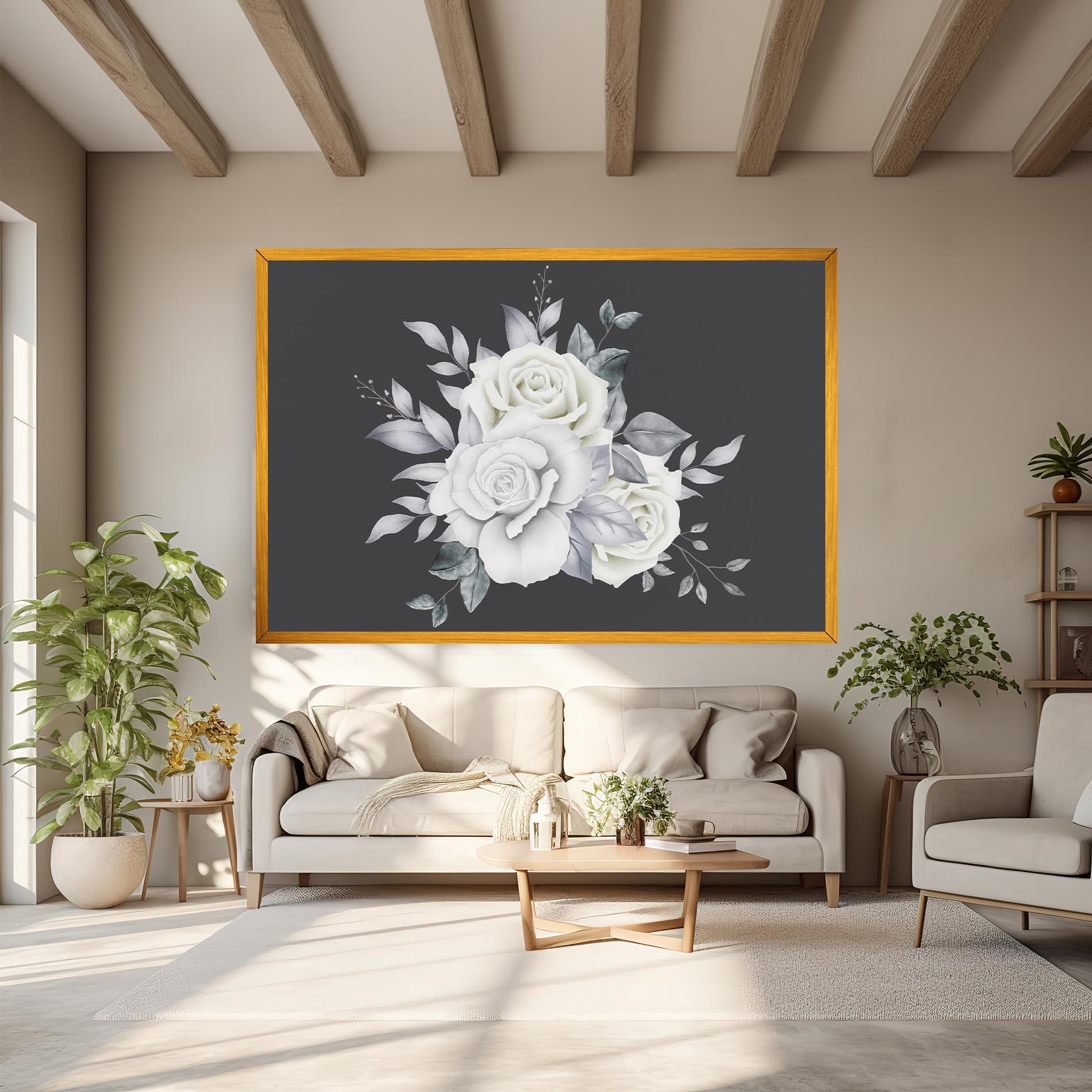 Leinwandbild White Grey Rose mockup 6