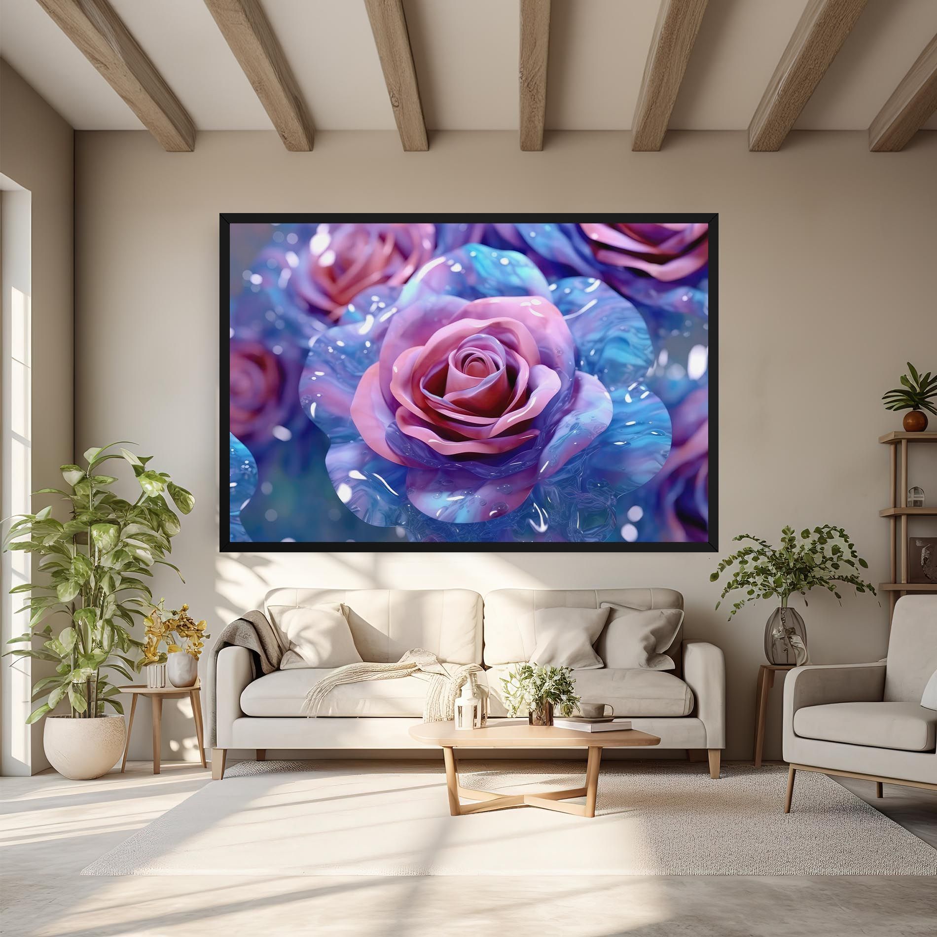 Beautiful Blue Pink Rose mockup 6