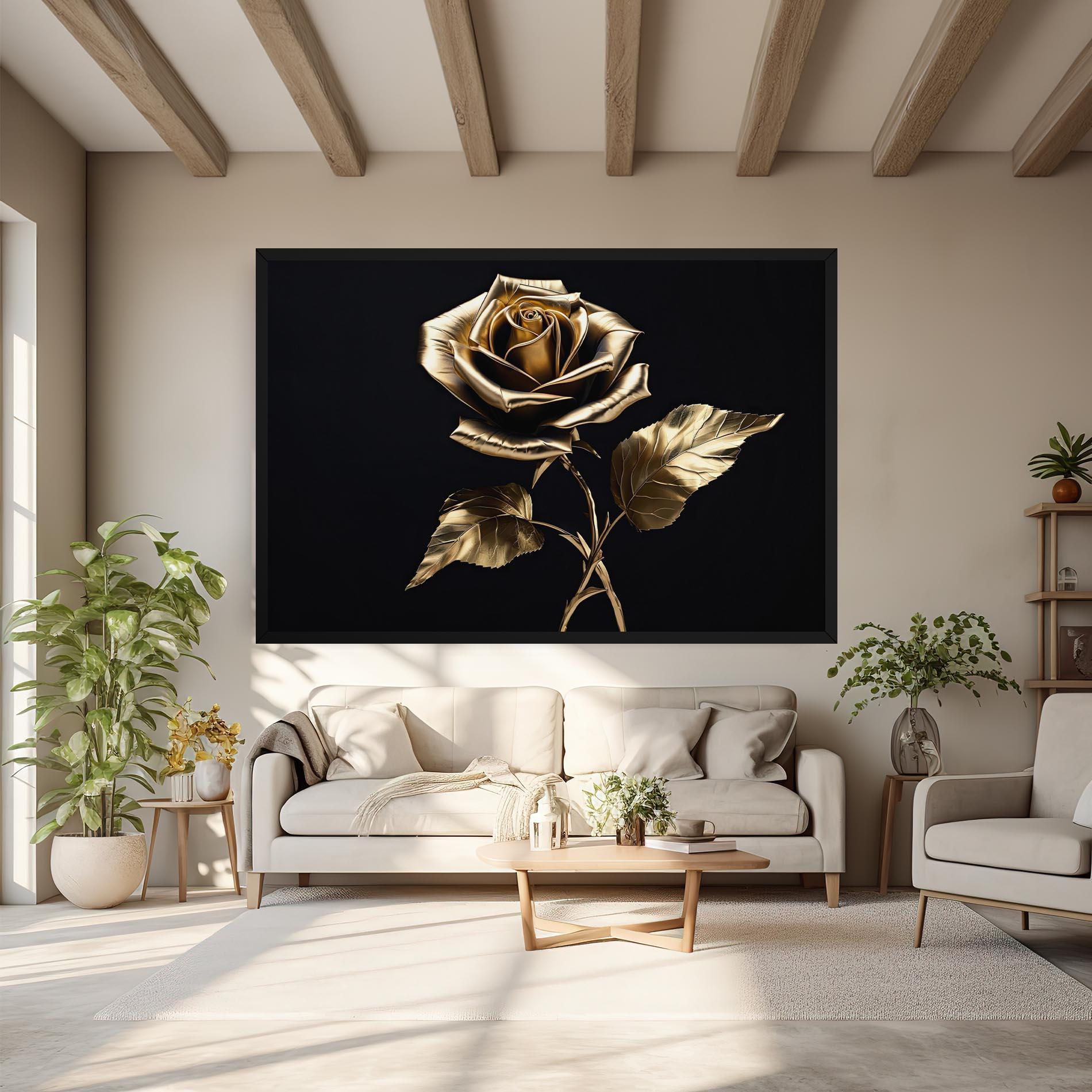 Leinwandbild Beautiful Golden Rose mockup 6
