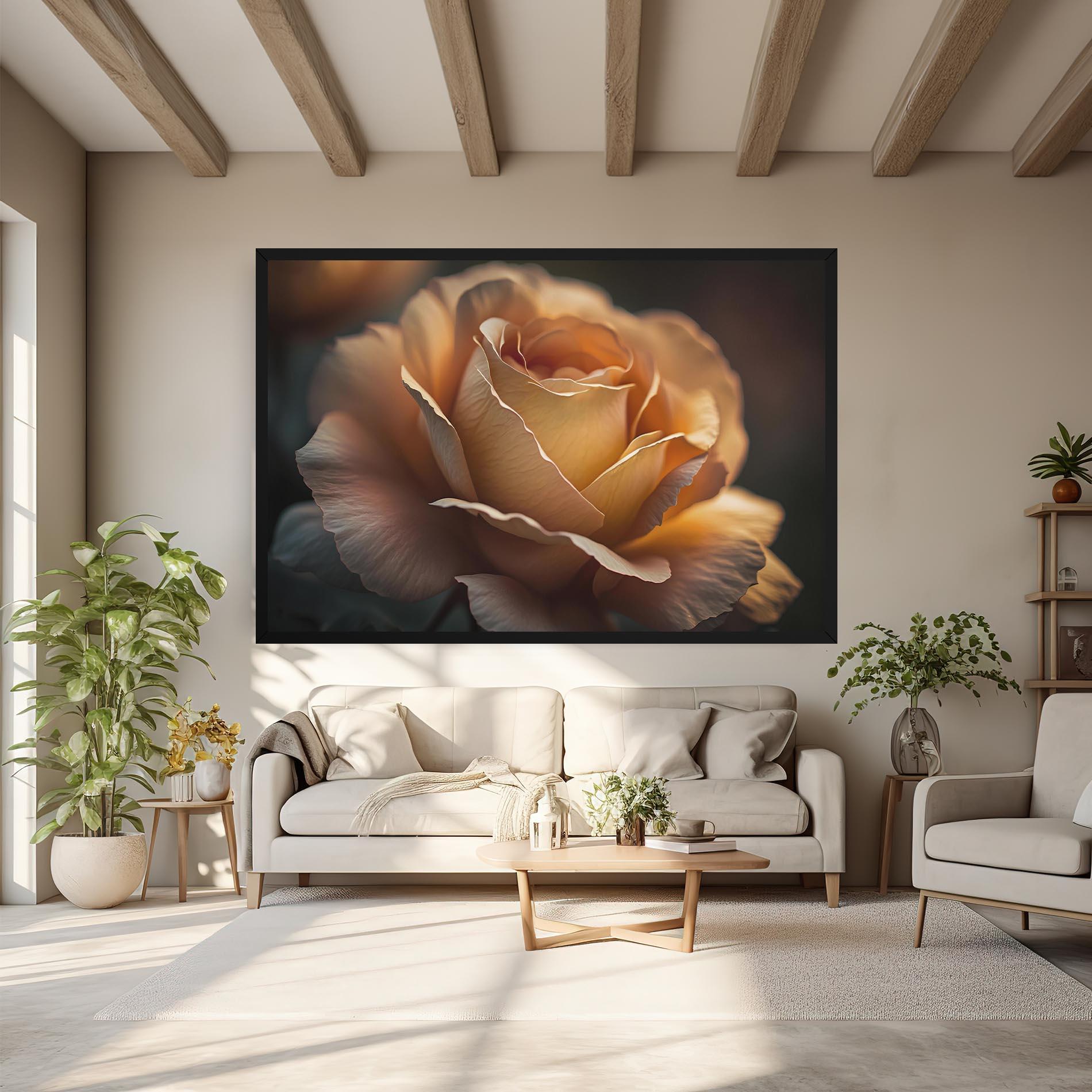 Leinwandbild Light Orange Rose Close Up mockup 6