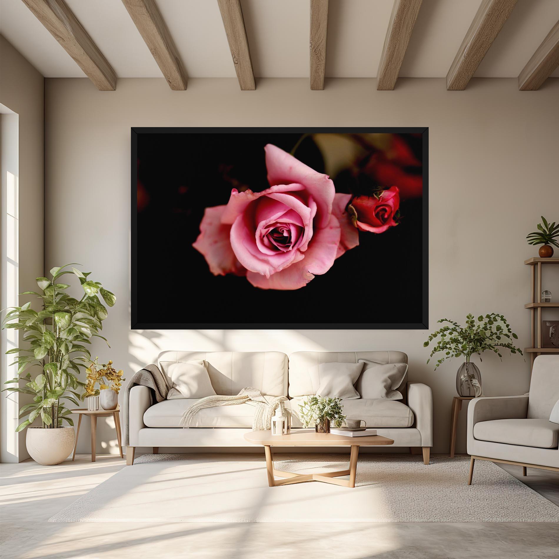 Leinwandbild Opened Pink Rose mockup 6